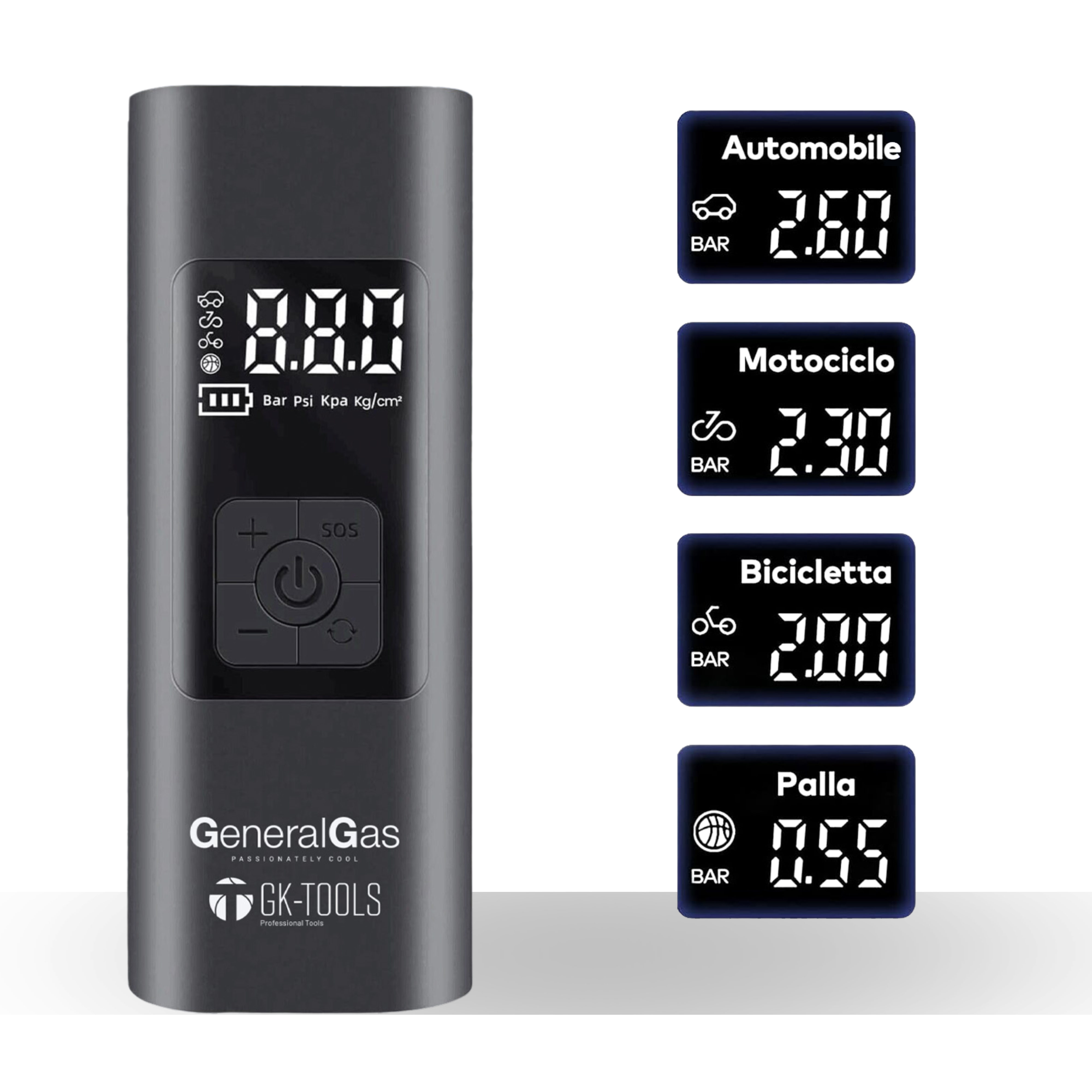 Compressore Portatile a Batteria Ricaricabile con Cavo USB e Presa Accendisigari - Portata 20 litri/minuto, Pressione Max 10,8 bar - Foto 2