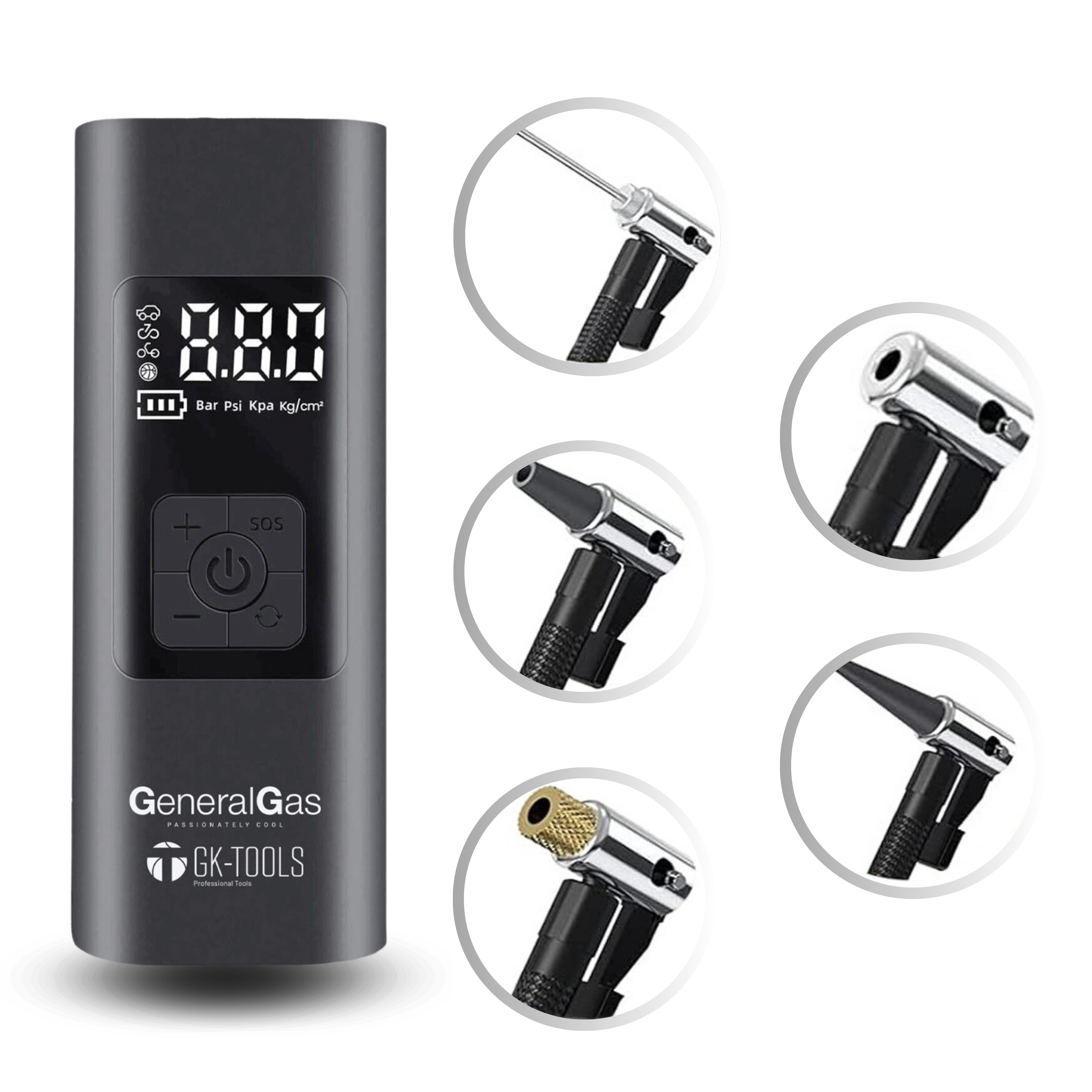 Compressore Portatile a Batteria Ricaricabile con Cavo USB e Presa Accendisigari - Portata 20 litri/minuto, Pressione Max 10,8 bar - Foto 3