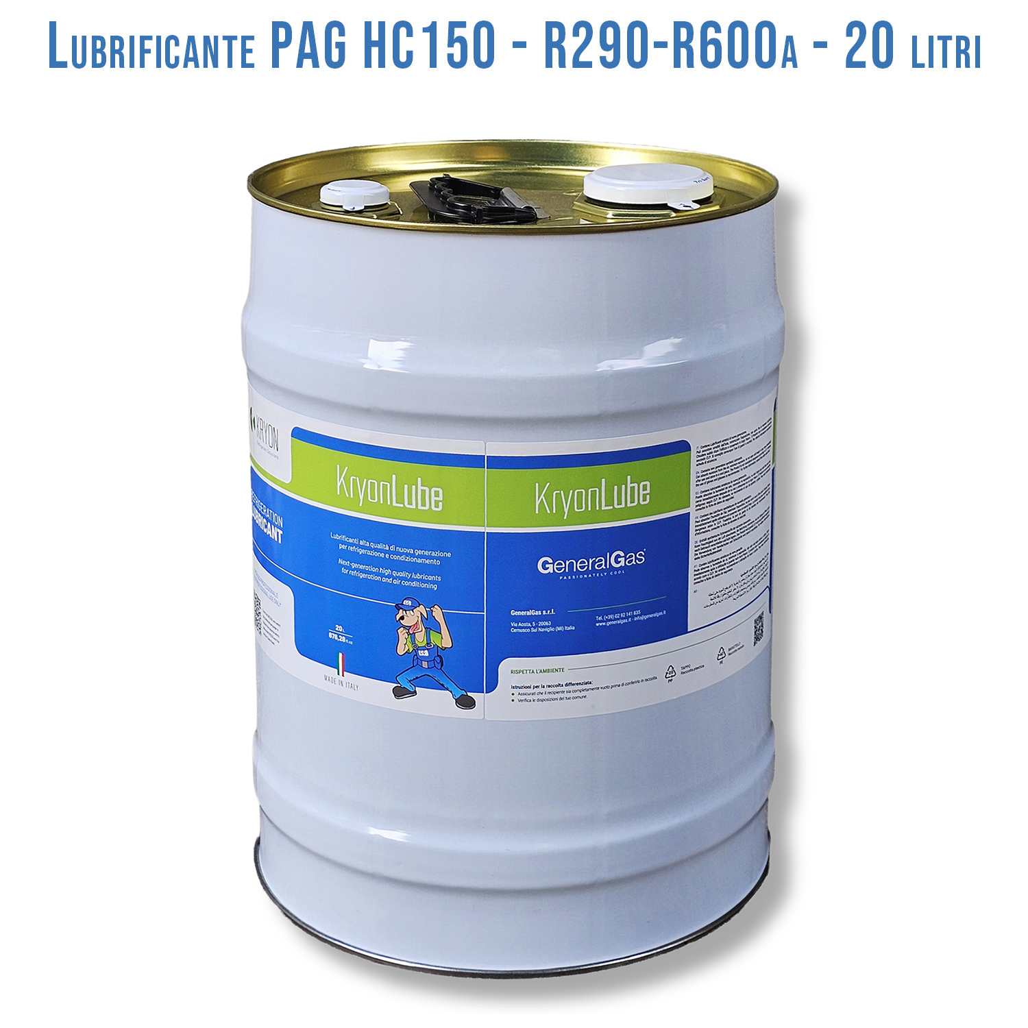 Olio Lubrificante KryonLube HC PAG 150 - R290 e R600a - Tanica in metallo da 20 lt.