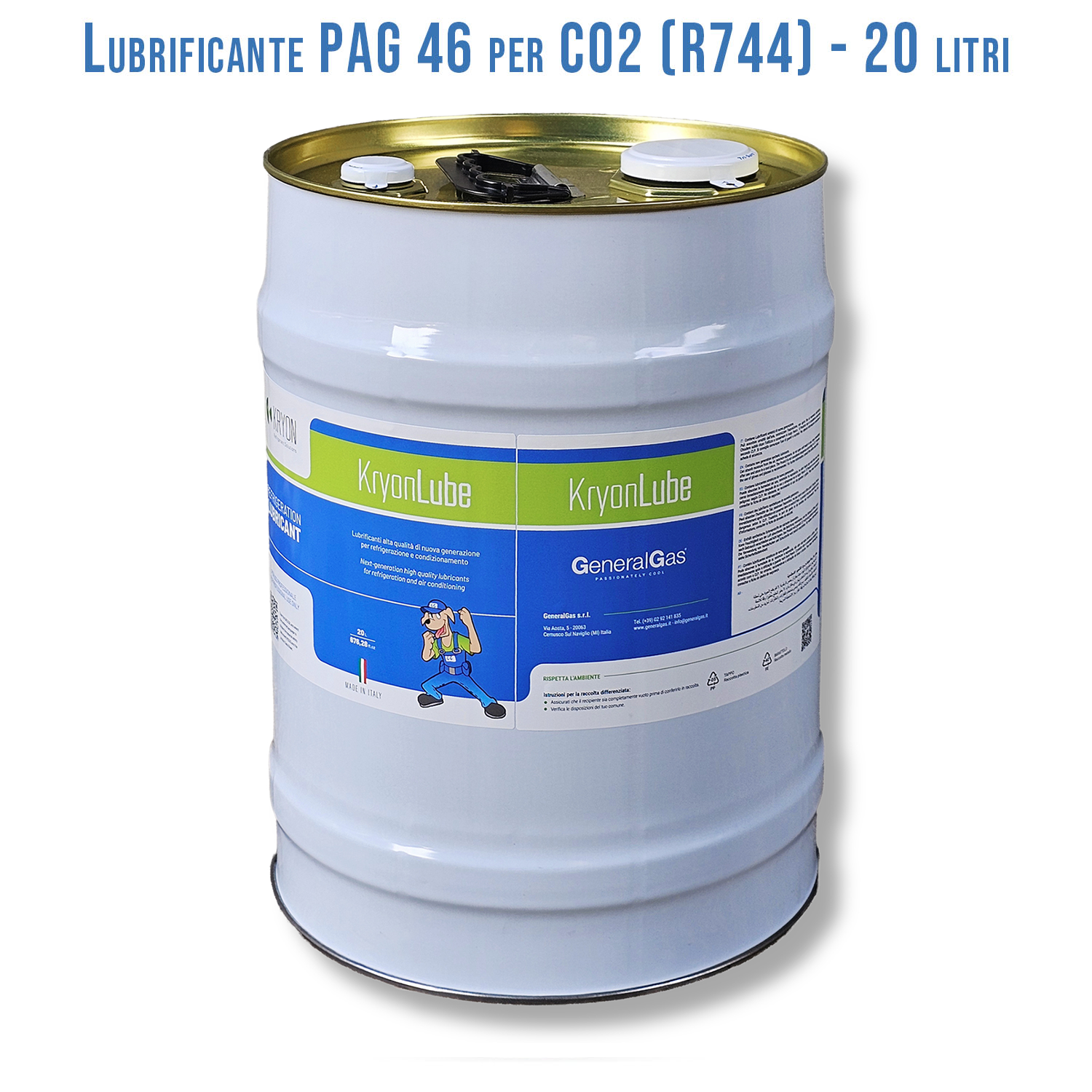 Olio Lubrificante HVACR KryonLube PAG 46 CO2 - Polyalkylene Glycol - Tanica in metallo da 20 lt.