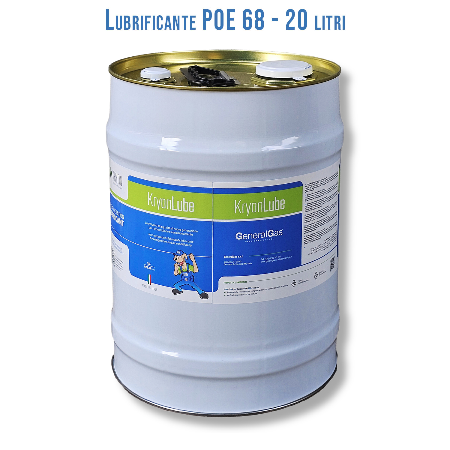 Olio Lubrificante HVACR KryonLube POE 68 -  polyol estere - Tanica in metallo da 20 lt.