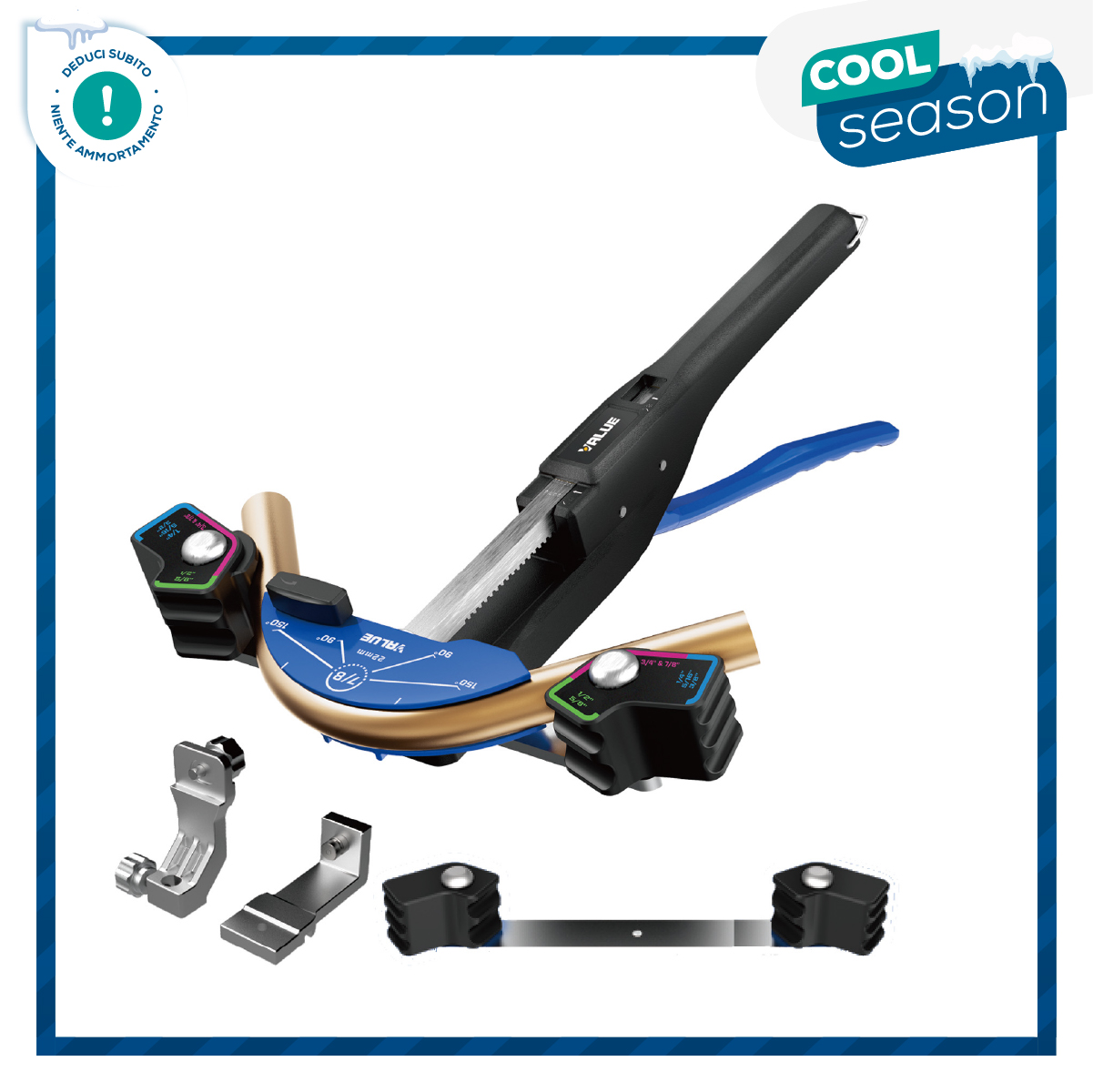 VALUE Piegatubi curvatubi in rame (HVACR) VTB-CB1R con kit VTBRK - per tubi ¼ (6mm), 5/16 (8mm), 3/8 (10mm), 1/2 (12mm), 5/8 (16mm), 3/4 (19mm), 7/8 (22mm)