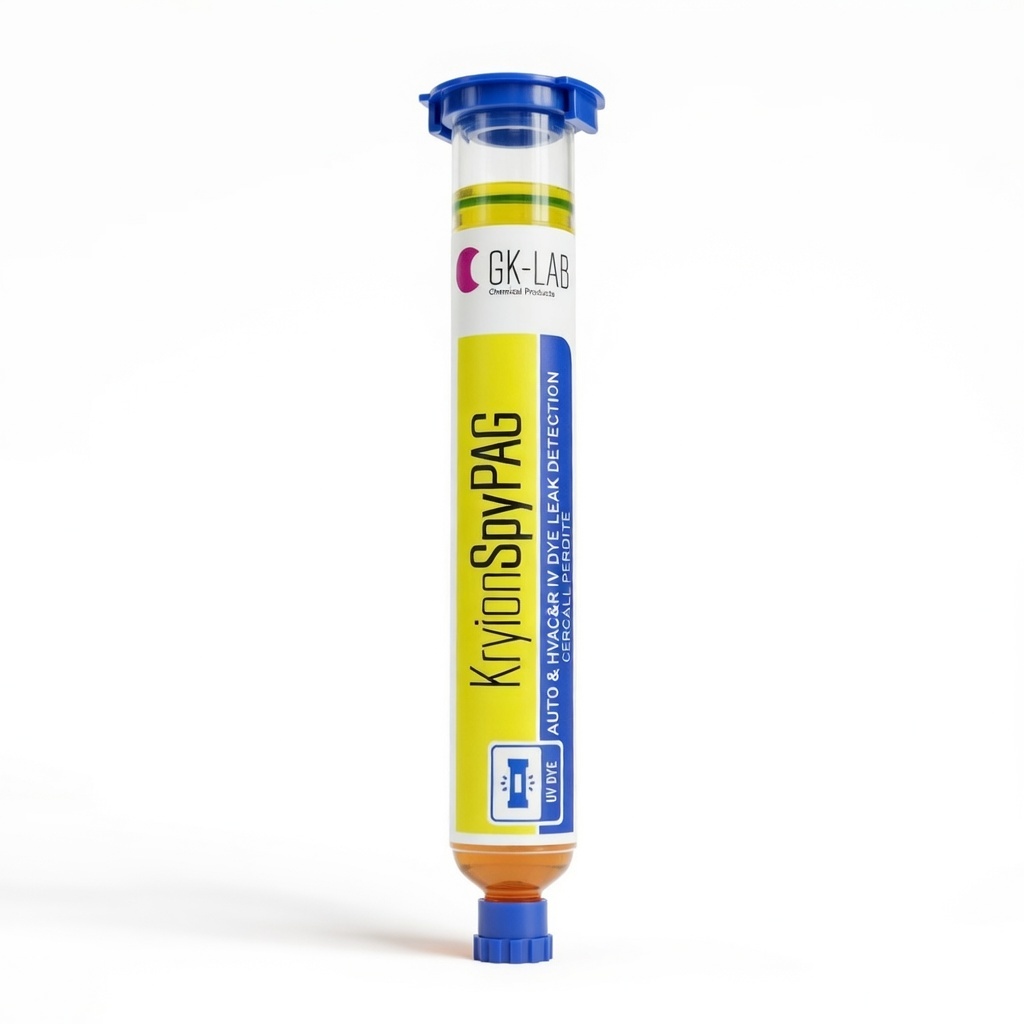 GK-Lab KryonSpy PAG AUTO Tracciante Cercafughe GIALLO Fluorescente UV per Lubrificanti PAG - Cartuccia da 48 ml.
