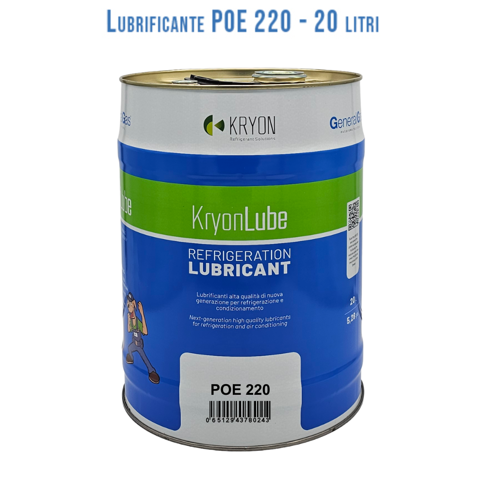 Olio Lubrificante HVACR KryonLube POE 220 -  polyol estere - Tanica in metallo da 20 lt.