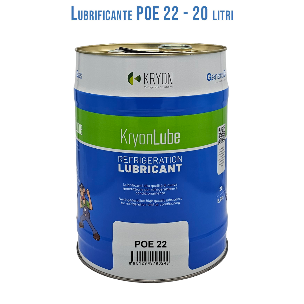Olio Lubrificante HVACR KryonLube POE 22 -  polyol estere - Tanica in metallo da 20 lt.