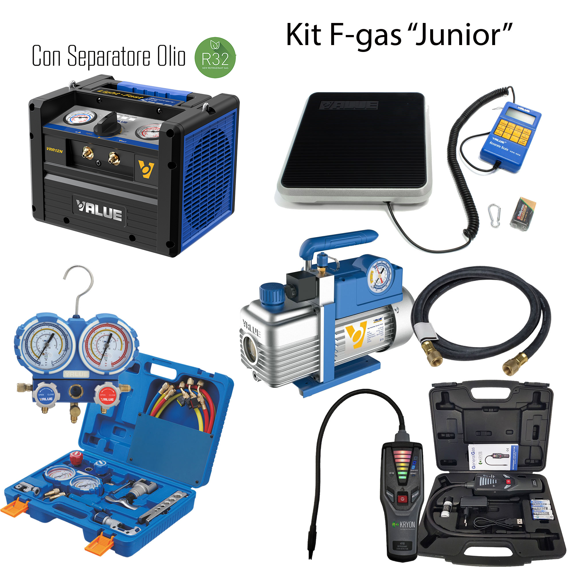 Kit JUNIOR F-GAS: attrezzature HVACR in kit completo 