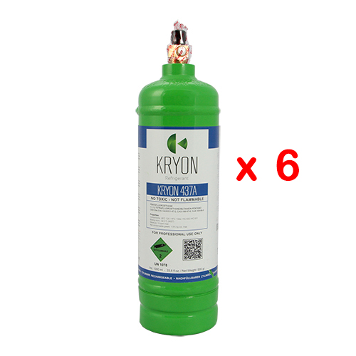 6 x R437A Freon® (Isceon) MO49 Plus confezione 6 Bombole KryoSmart - 1Lt/900 Gr - 48 Bar - AC - valvola ¼ SAE RH