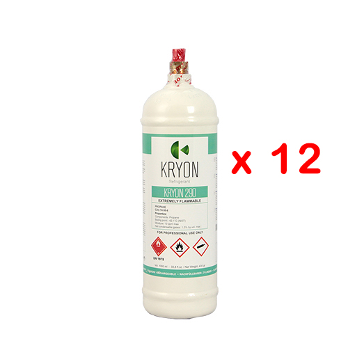 12 x Kryosmart R290 - Grade 2,5-99,5% - 1Lt/430Gr - AC - valvola 7/16 20 UNEF