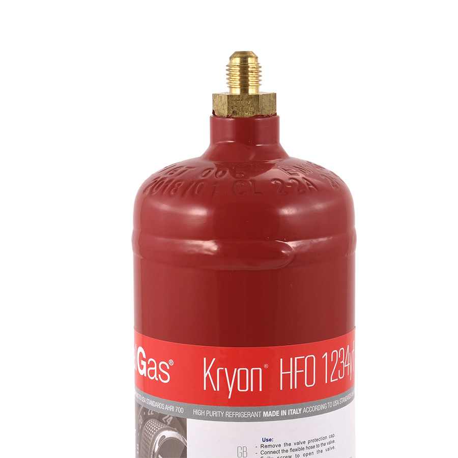 6 x R-1234yf Kryon® HFO yf - confezione 6 bombole in acciaio al carbonio 1,1 Lt / 0,8 Kg - 48 Bar T-PED - valvola ½ ACME LH - Foto 3