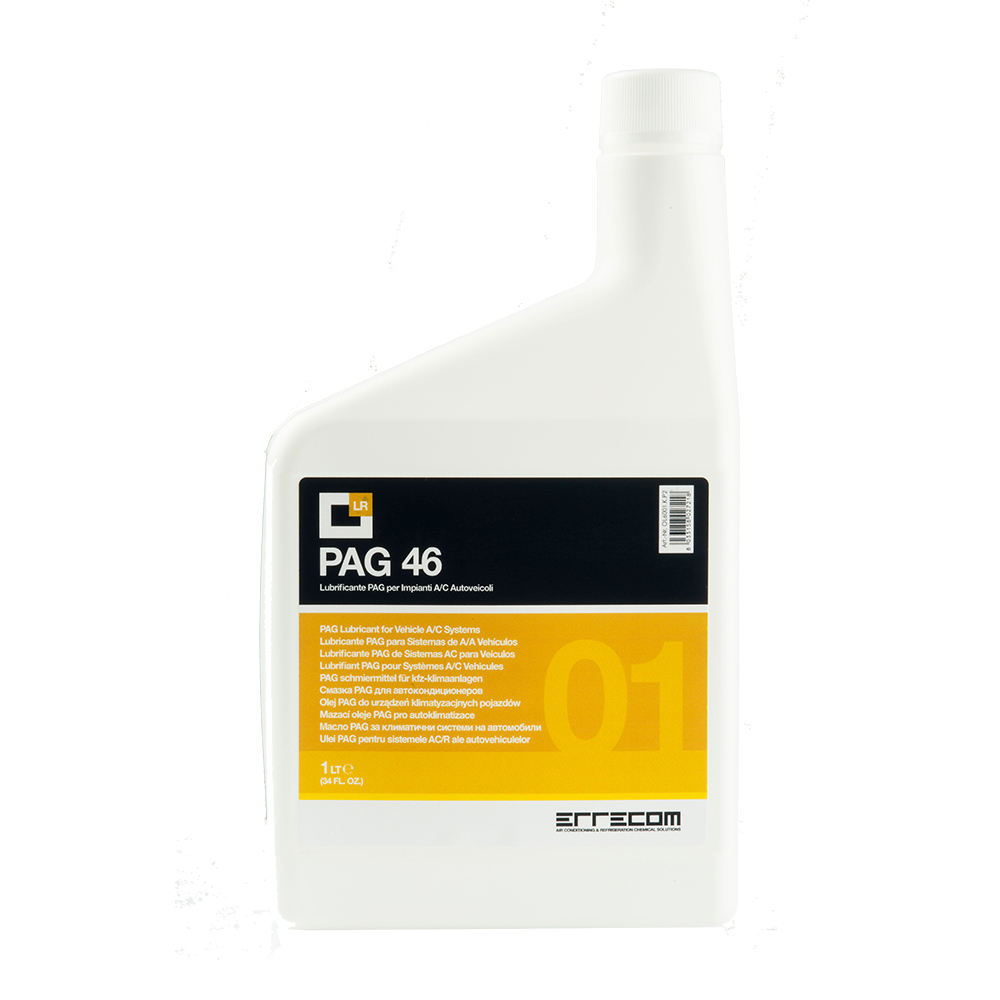 Olio lubrificante AUTO PREMIUM PAG 46 + DYE (tracciante UV) - Tanica in Plastica da 1 litro - Confezione n° 12 pz. (totale 12 litri)