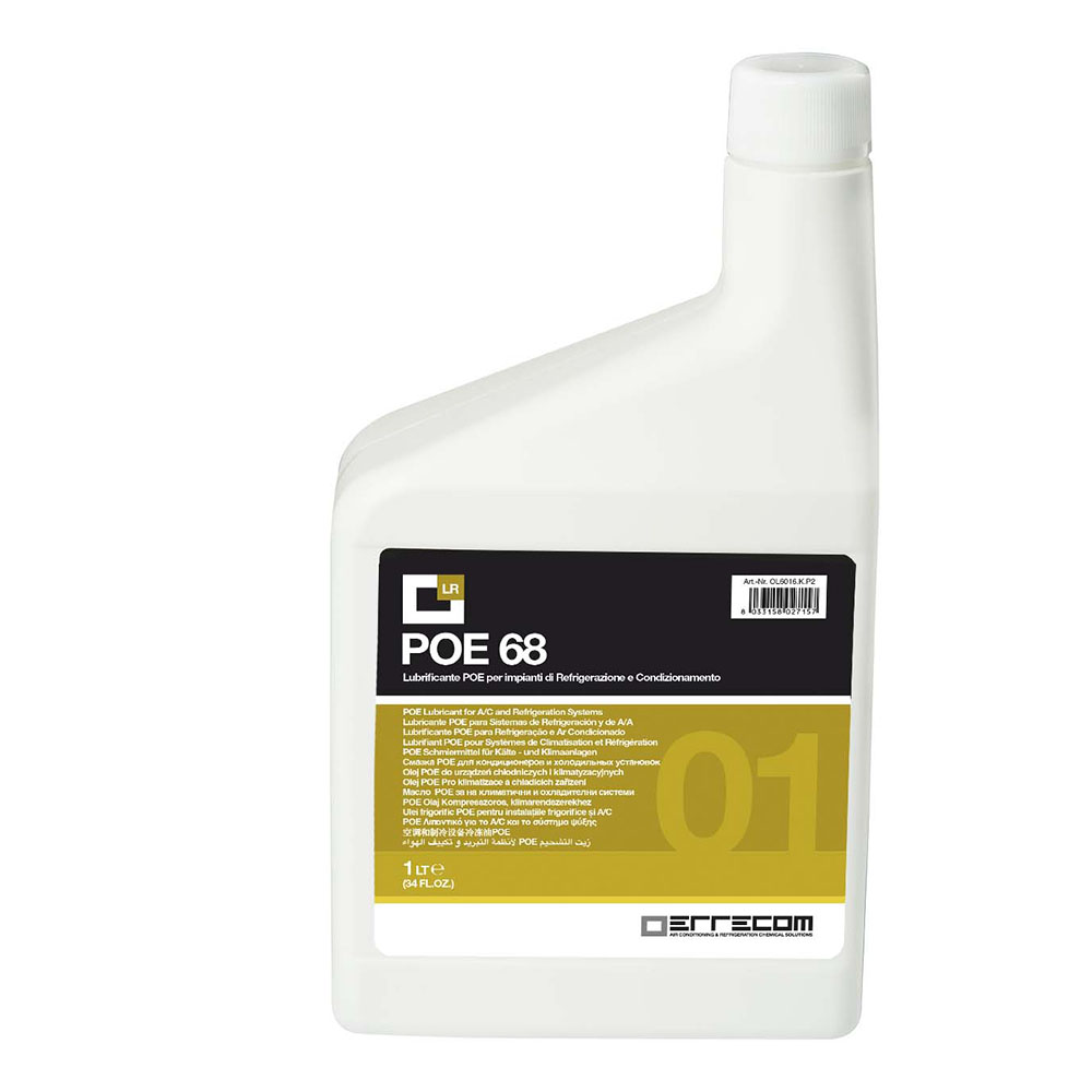 Olio lubrificante R&AC Polyol Estere (POE) Errecom 68 - Tanica in Plastica da 1 lt. - Confezione n° 12 pz. (totale 12 litri)