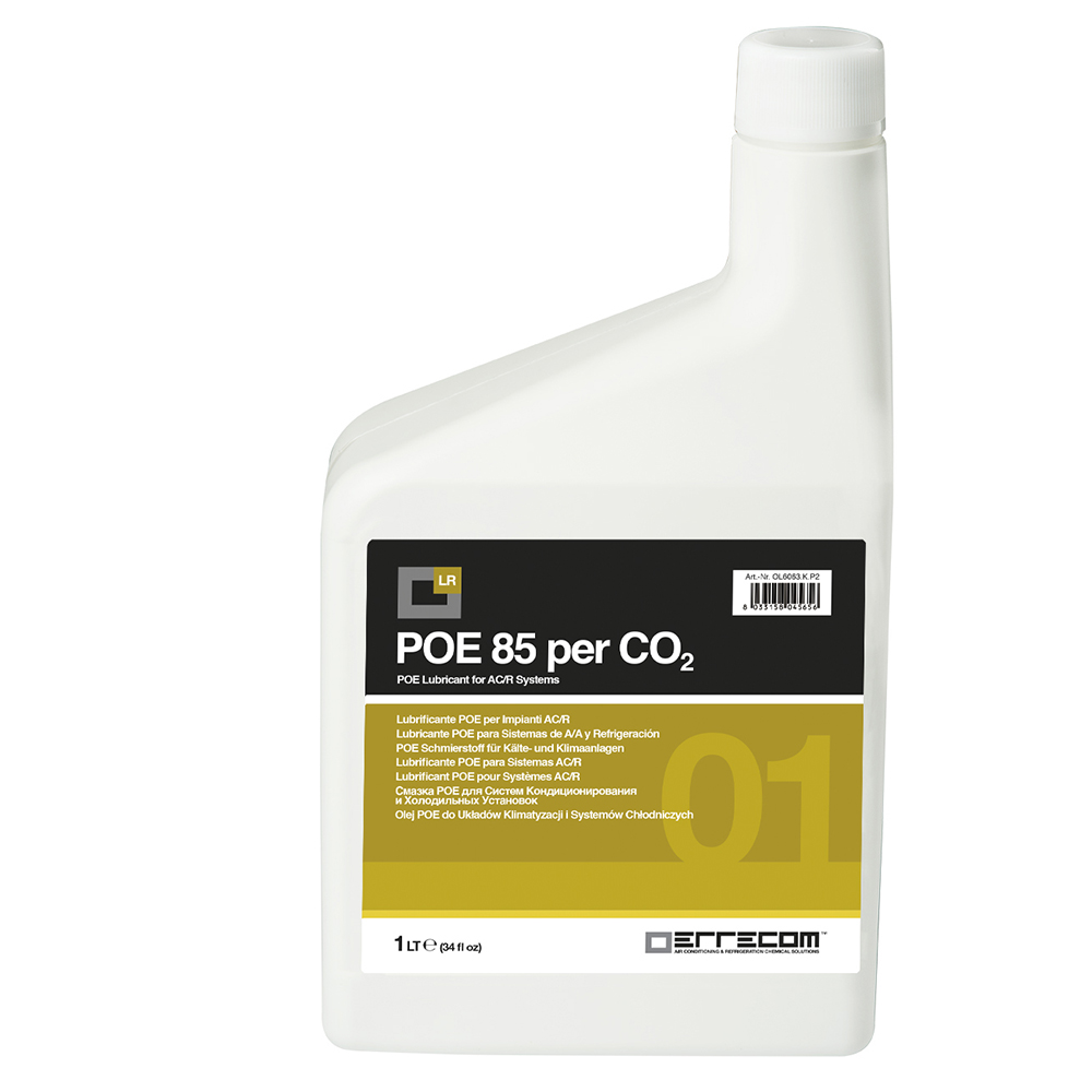 Olio lubrificante Refrigerazione Polyol Estere (POE) specifico per CO2 Errecom 85 - Tanica in Plastica da 1 lt. - Confezione n° 12 pz. (totale 12 litri)