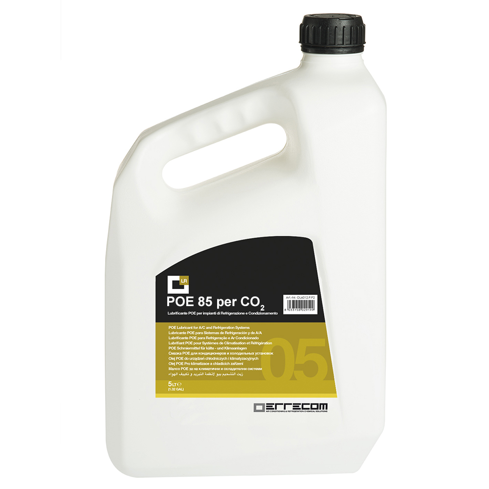 Olio lubrificante Refrigerazione Polyol Estere (POE) specifico per CO2 Errecom 85 - Tanica in Plastica da 5 lt. - Confezione n° 2 pz. (totale 10 litri)