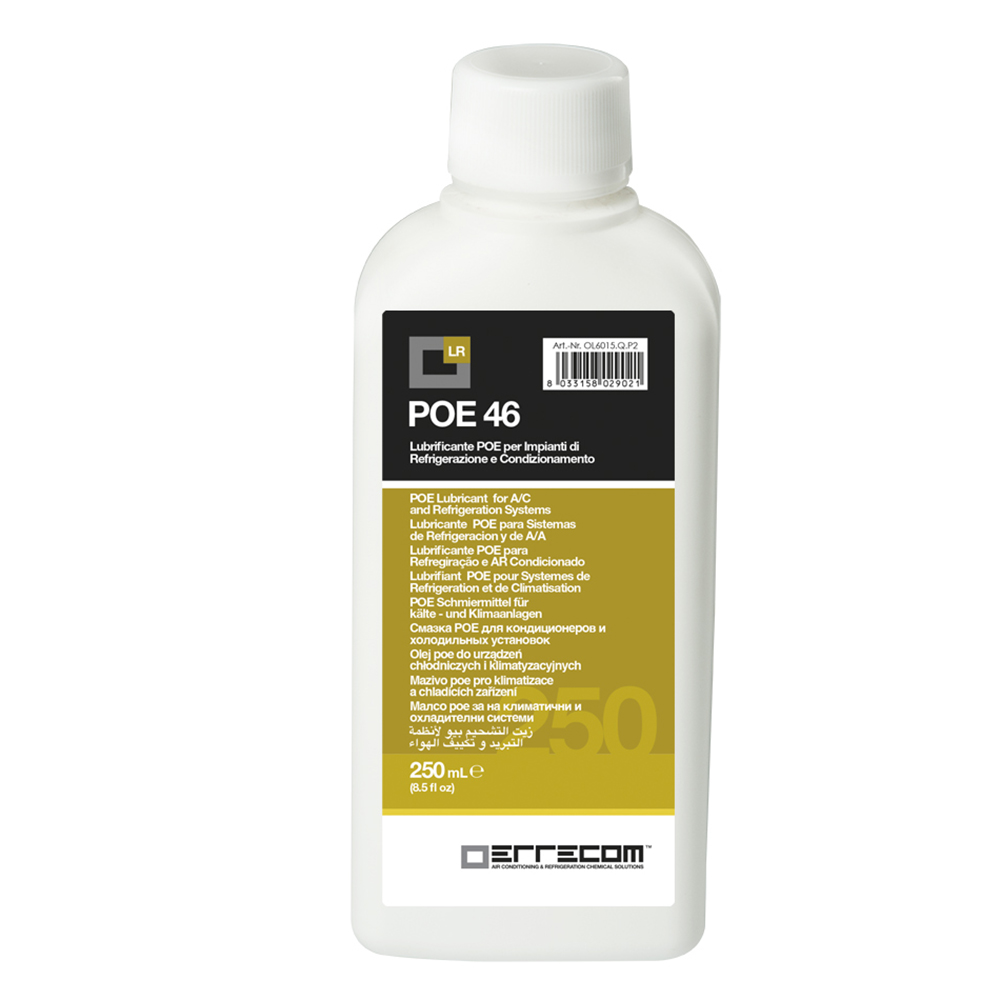 Olio lubrificante R&AC Polyol Estere (POE) Errecom 46 - Tanica in Plastica da 250 ml. - Confezione n° 24 pz. (totale 6 litri)