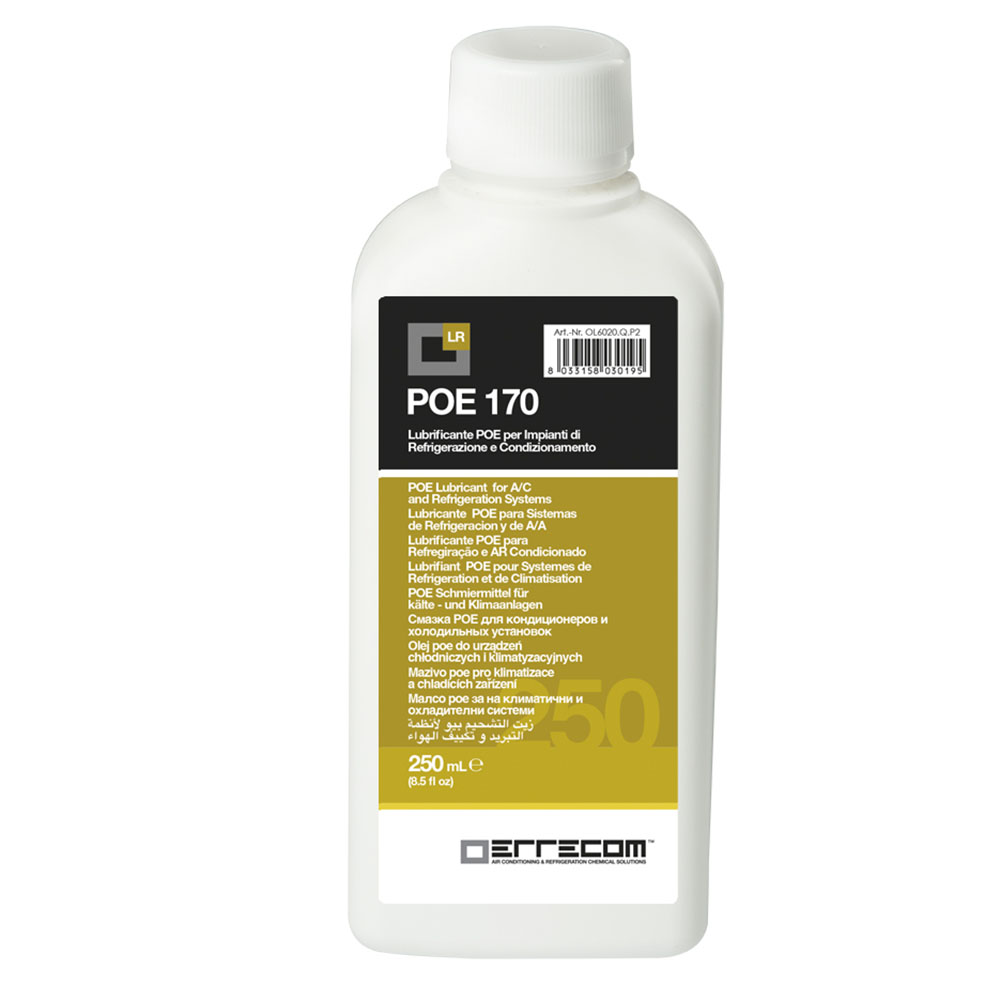 Olio lubrificante R&AC Polyol Estere (POE) Errecom 170 - Tanica in Plastica da 250 ml. - Confezione n° 24 pz. (totale 6 litri)