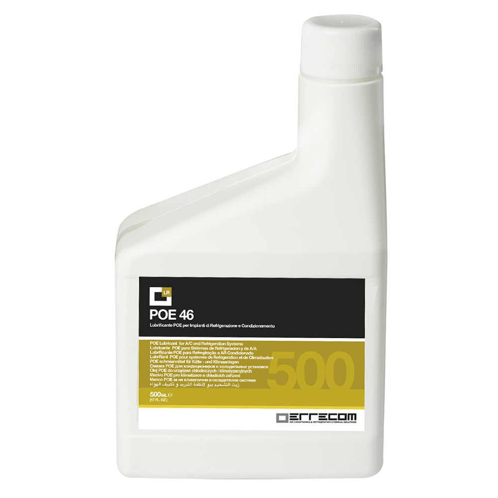 Olio lubrificante R&AC Polyol Estere (POE) Errecom 46 - Tanica in Plastica da 500 ml. - Confezione n° 12 pz. (totale 6 litri)
