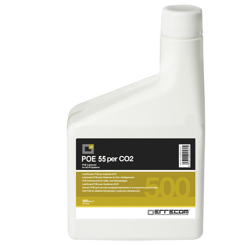 Olio lubrificante Refrigerazione Polyol Estere (POE) specifico per CO2 Errecom 55 - Tanica in Plastica da 500 ml. - Confezione n° 12 pz. (totale 6 litri)