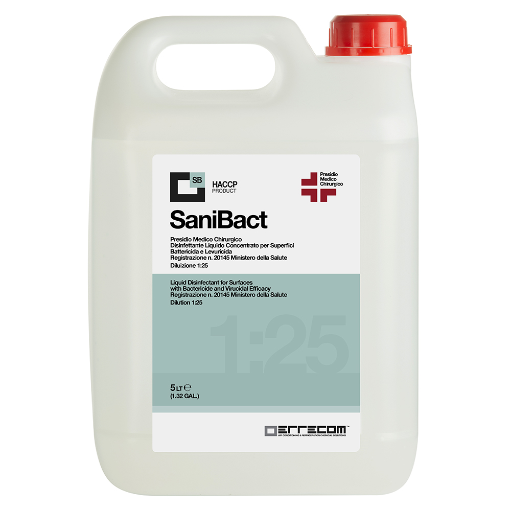 SANIBACT Disinfettante liquido per Superfici, Battericida, Levuricida e Virucida (Presidio Medico Chirurgico) - Tanica 5 lt - Confezione n° 2 pz. - Foto 1 