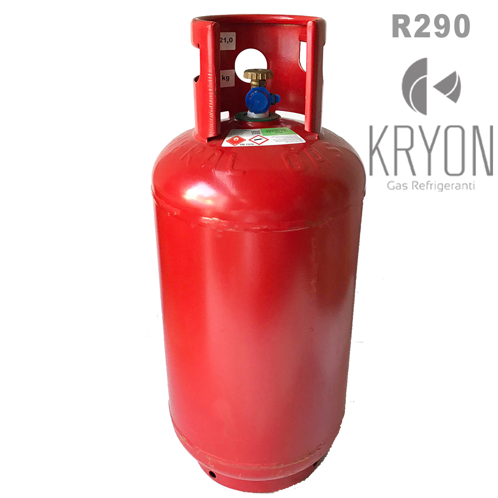 R290 Kryon® 290 - grado refrigerazione 2.5-99,5% in Bombola 40 Lt. - 17 Kg - valvola W 20,0 x 1/14” LH