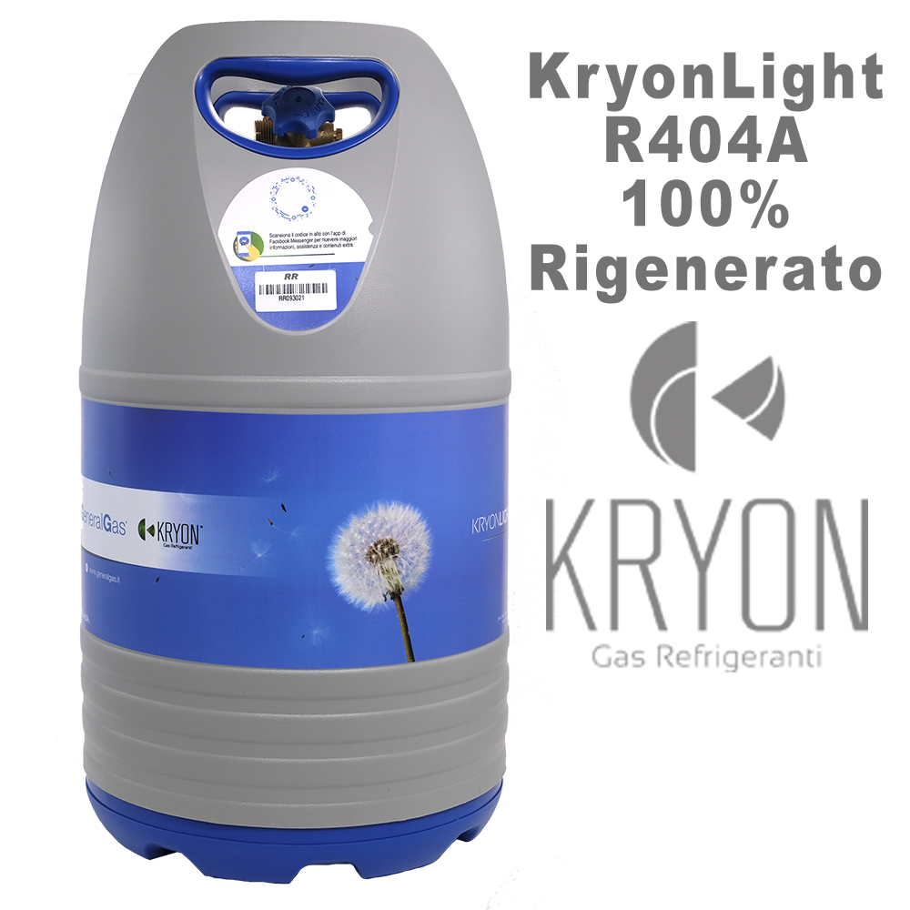 R404A 100% Rigenerato (conforme std. qualitativo AHRI-700) in Bombola KryonLight a Rendere 22 Lt - 18 Kg
