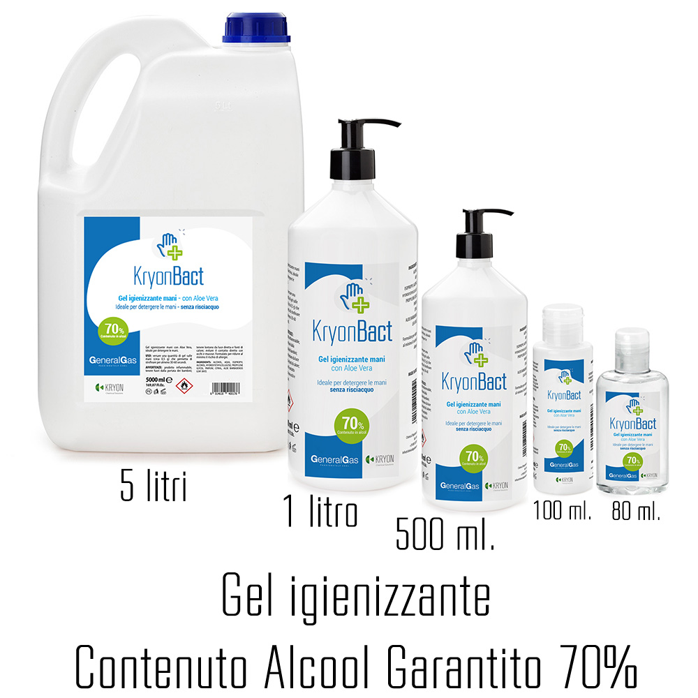 KryonBact 70 - gel igienizzante alcool 70% - 1 litro - confezione 12 pezzi con dosatore - Foto 2