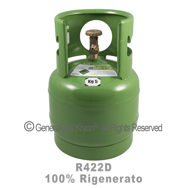 R422D 100% Rigenerato (conforme std. qualitativo AHRI-700) in Bombola Kryobox 6,4 Lt - 5 Kg / 42 bar 