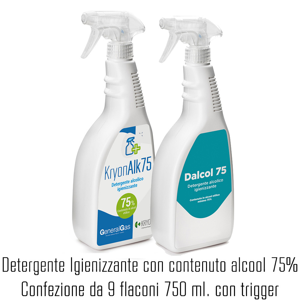 KryonAlk 75 - detergente alcool 75% - 750 ml - confezione 9 Pz con trigger - Foto 1 