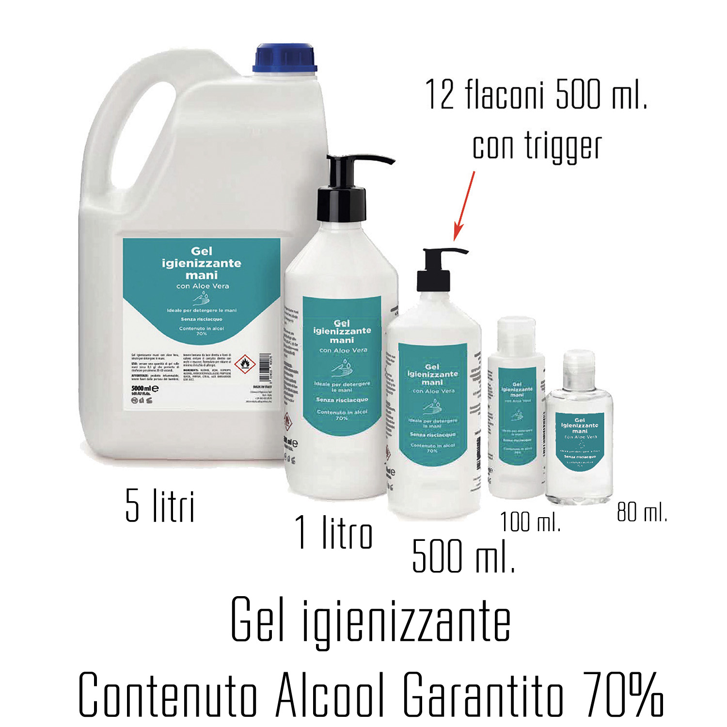 KryonBact 70 - gel igienizzante alcool 70% - 500 ml  - confezione 12 pezzi con dosatore - Foto 2