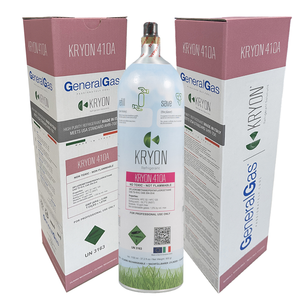 R410A Bombola KryoSmart Alu - 1,1 Lt / 0,8 kg - 48 Bar - alluminio - valvola 5/16 SAE RH ricaricabile