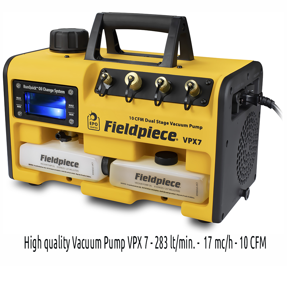 Fieldpiece USA - VPX7 INT - pompa per vuoto 283 litri/minuto (17.0 mc/ora), alta qualità, elevate prestazioni - grado di vuoto 2 x10(-2) mbar - 0,02 mbar/2 Pa/15 micron