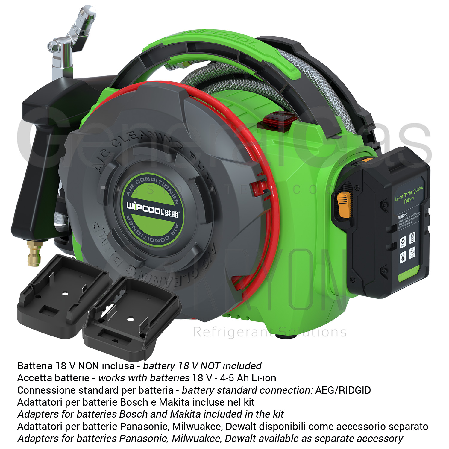 Idropulitrice portatile a batteria per sistemi HVACR mod. C10B (batteria NON inclusa) con adattatori batteria Bosch + Makita compresi