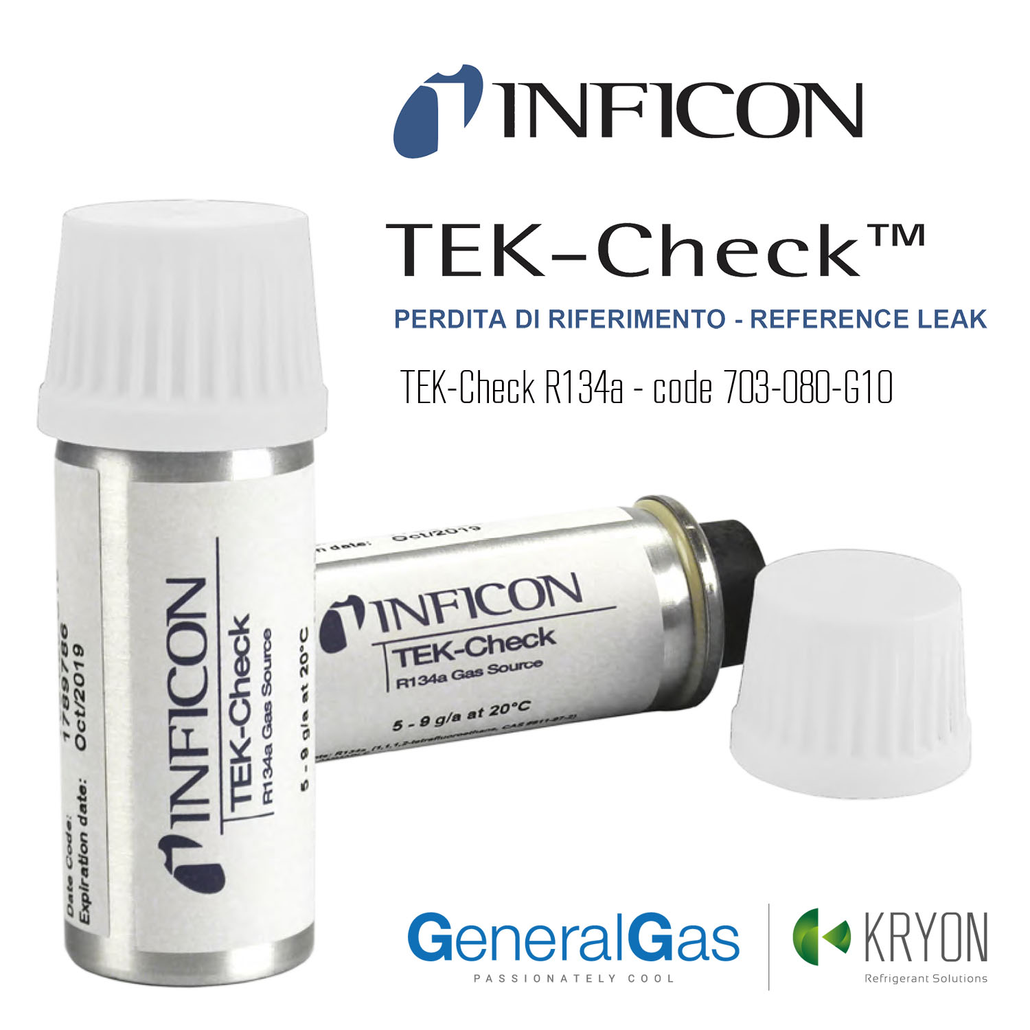 Inficon TEK-Check - perdita di riferimento per controllo cercafughe/rilevatori di perdite gas refrigeranti - tasso di perdita 5 grammi/anno HFC 134a