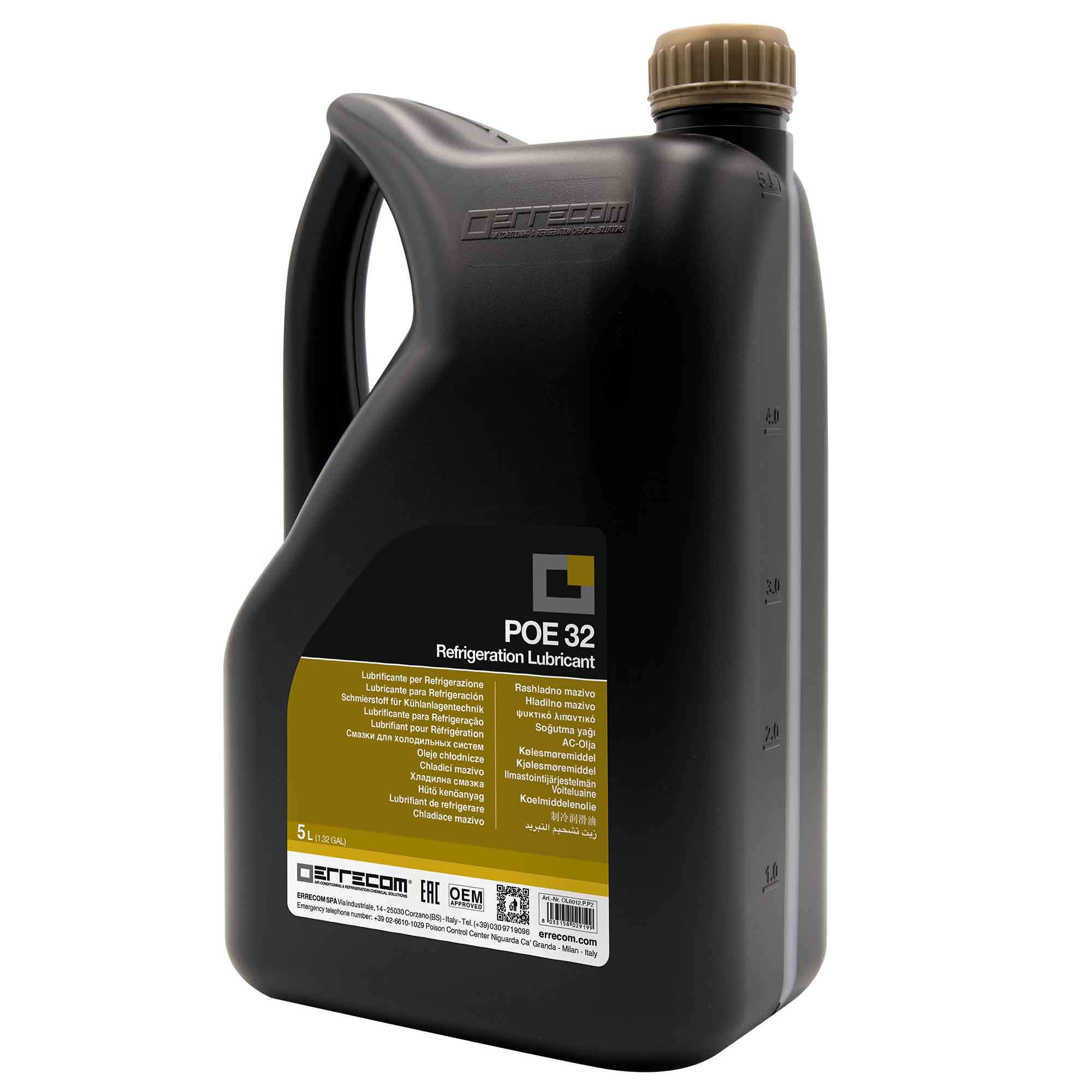 2 x Olio lubrificante R&AC Polyol Estere (POE) Errecom 32 - Tanica in Plastica da 5 lt. - Confezione n° 2 pz. (totale 10 litri)