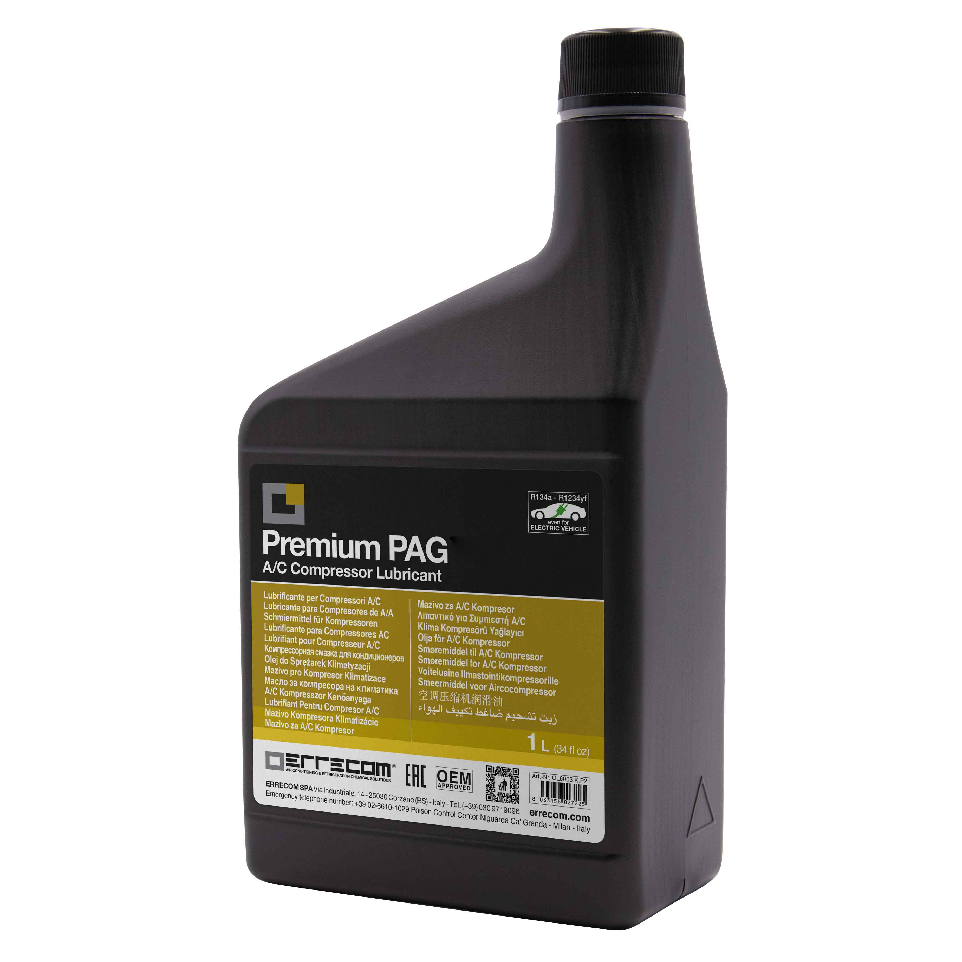 12 x Olio lubrificante Universale AUTO PREMIUM PAG + DYE (tracciante UV) - Tanica in Plastica da 1 litro - Confezione n° 12 pz. (totale 12 litri)