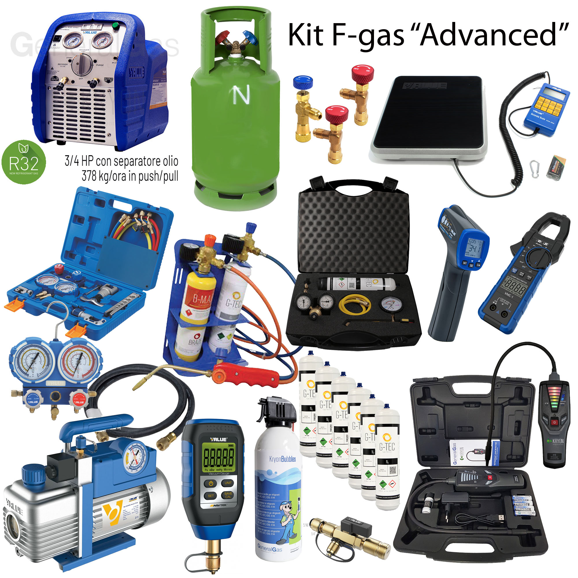 Kit ADVANCED F-GAS: attrezzature HVACR in kit completo (riferimento Regolamento CE2015/2067)