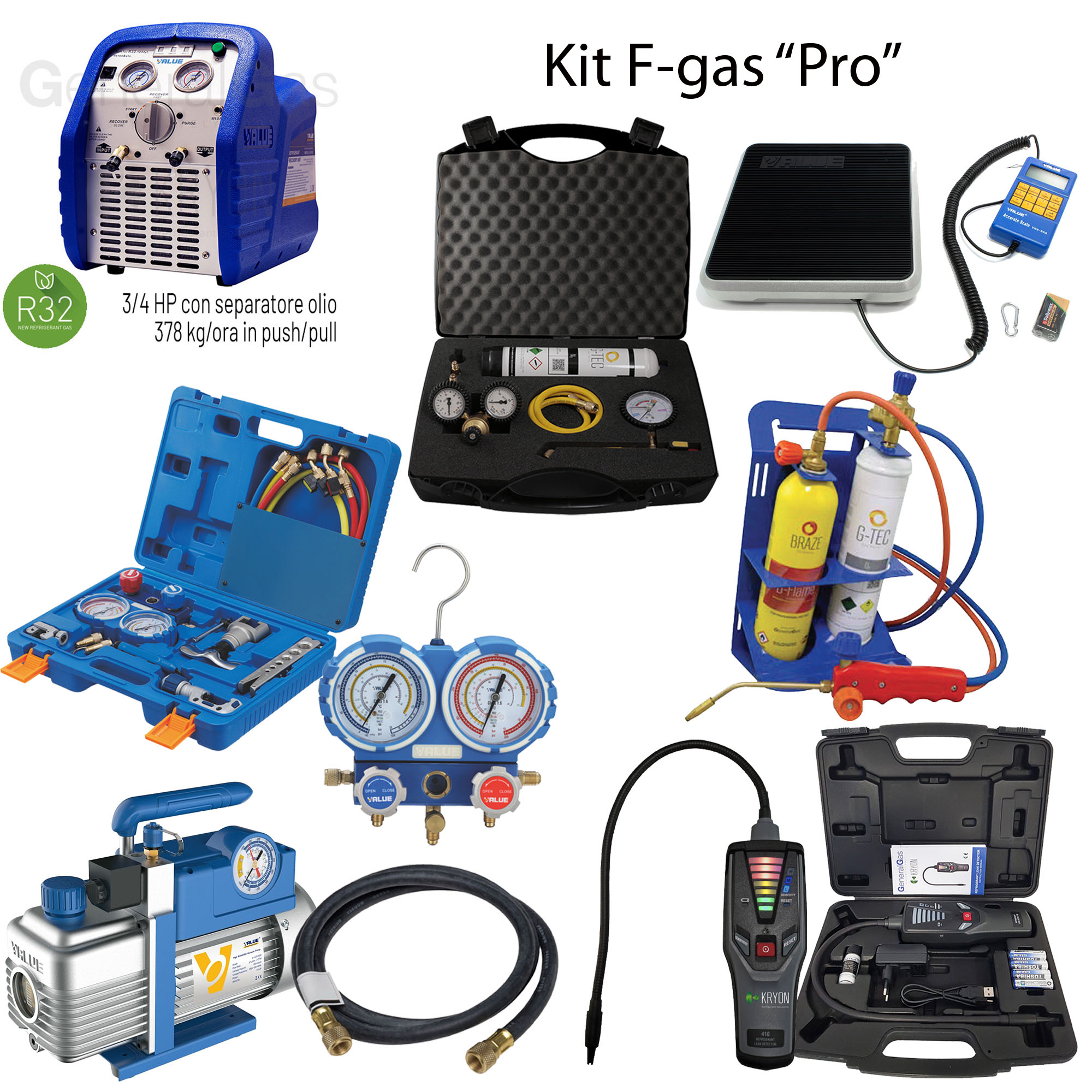 Kit PRO F-GAS: attrezzature HVACR in kit completo (riferimento Regolamento CE2015/2067)