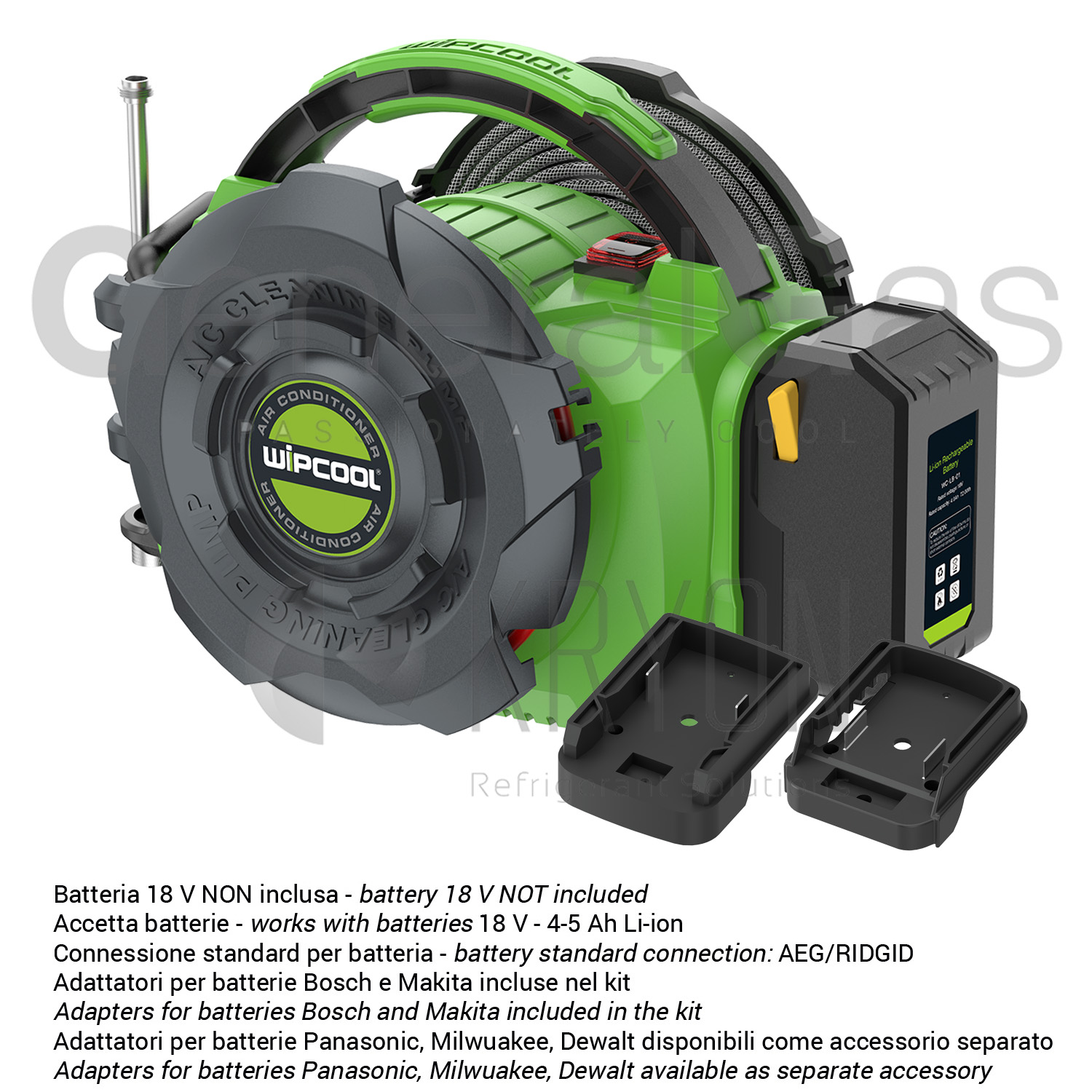 Idropulitrice portatile a batteria per sistemi HVACR mod. C10B (batteria NON inclusa) con adattatori batteria Bosch + Makita compresi