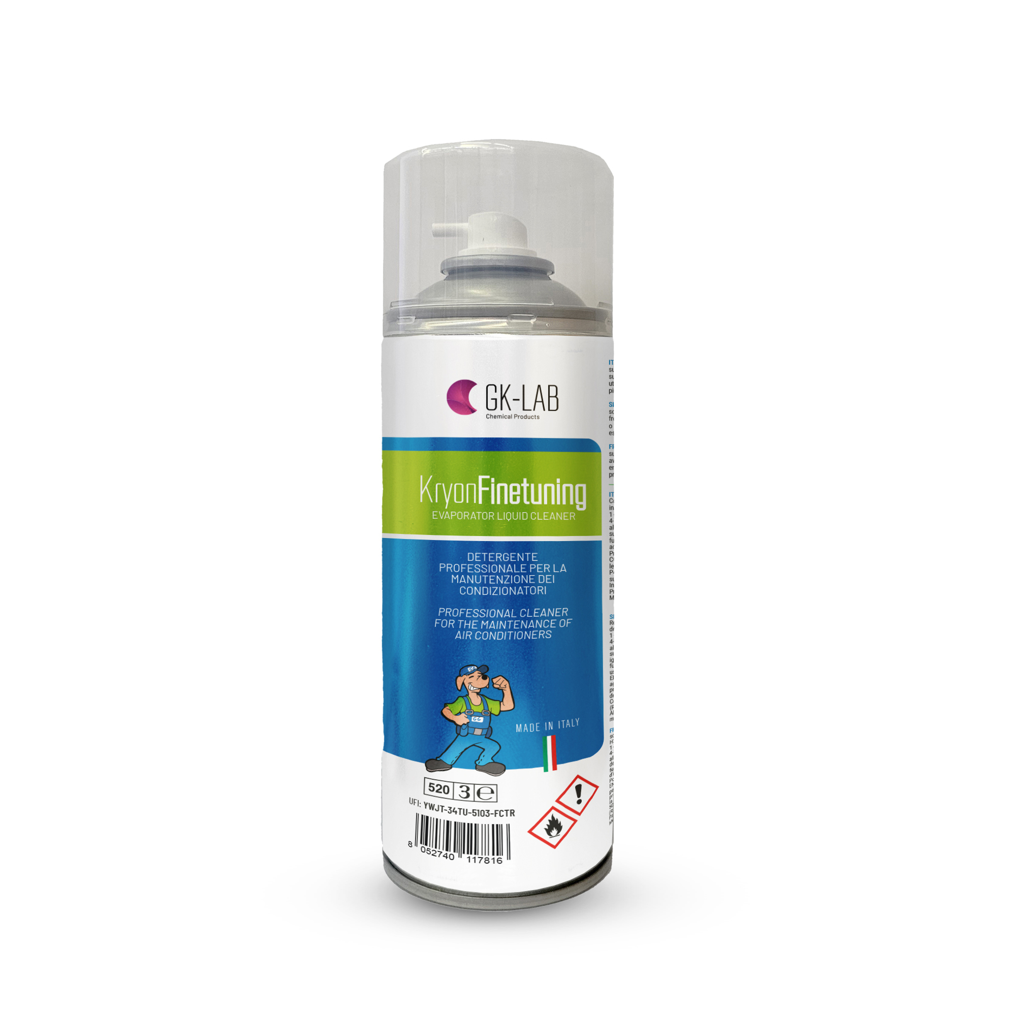 GK-Lab Kryon®  FineTuning pulitore Aerosol Igienizzante non schiumoso (base alcool) per Evaporatori (unità interne) - 400ml