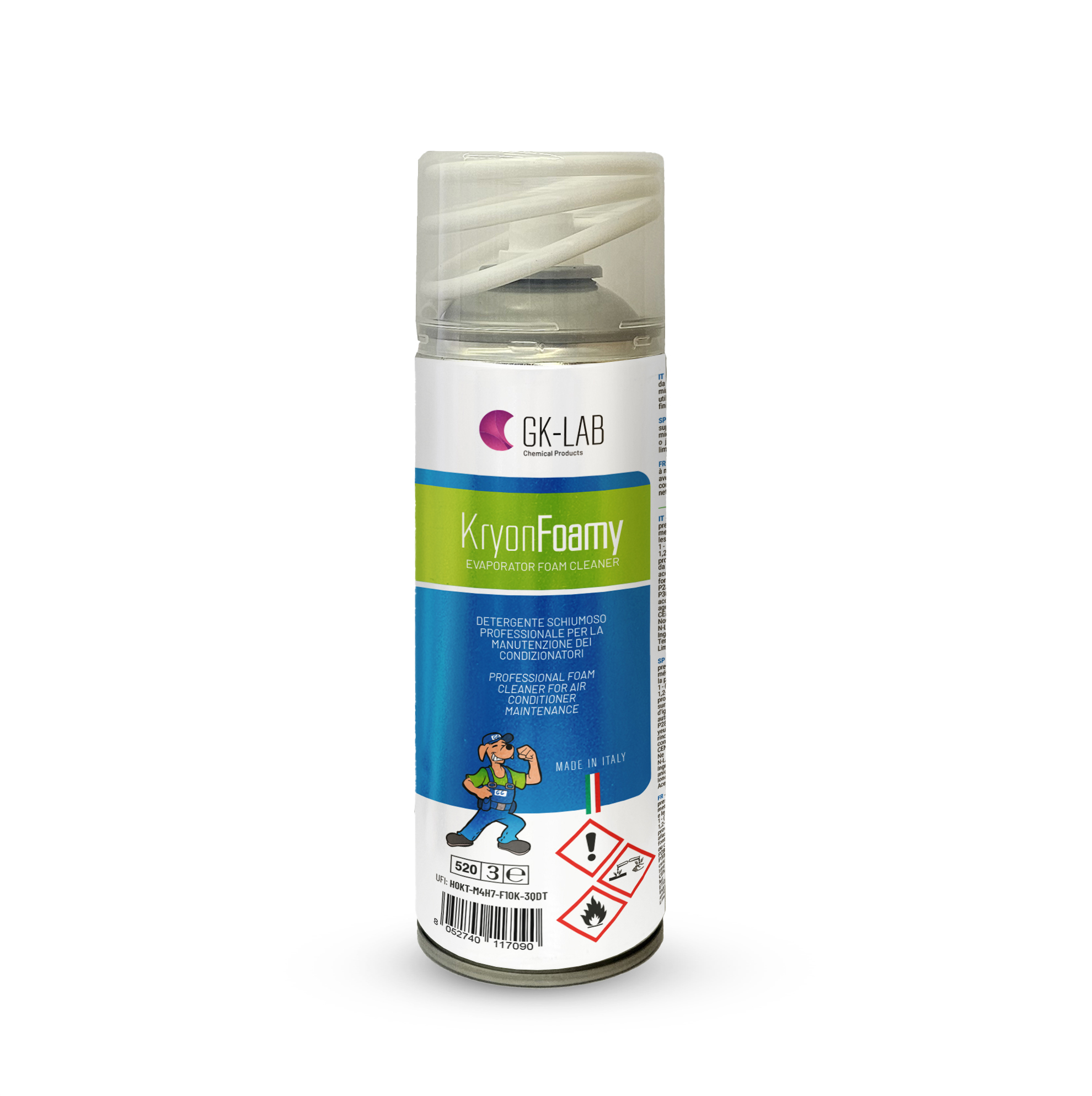 GK-Lab Kryon® Foamy pulitore Aerosol Igienizzante Schiumoso per Evaporatori (unità interne A/C) - 400ml