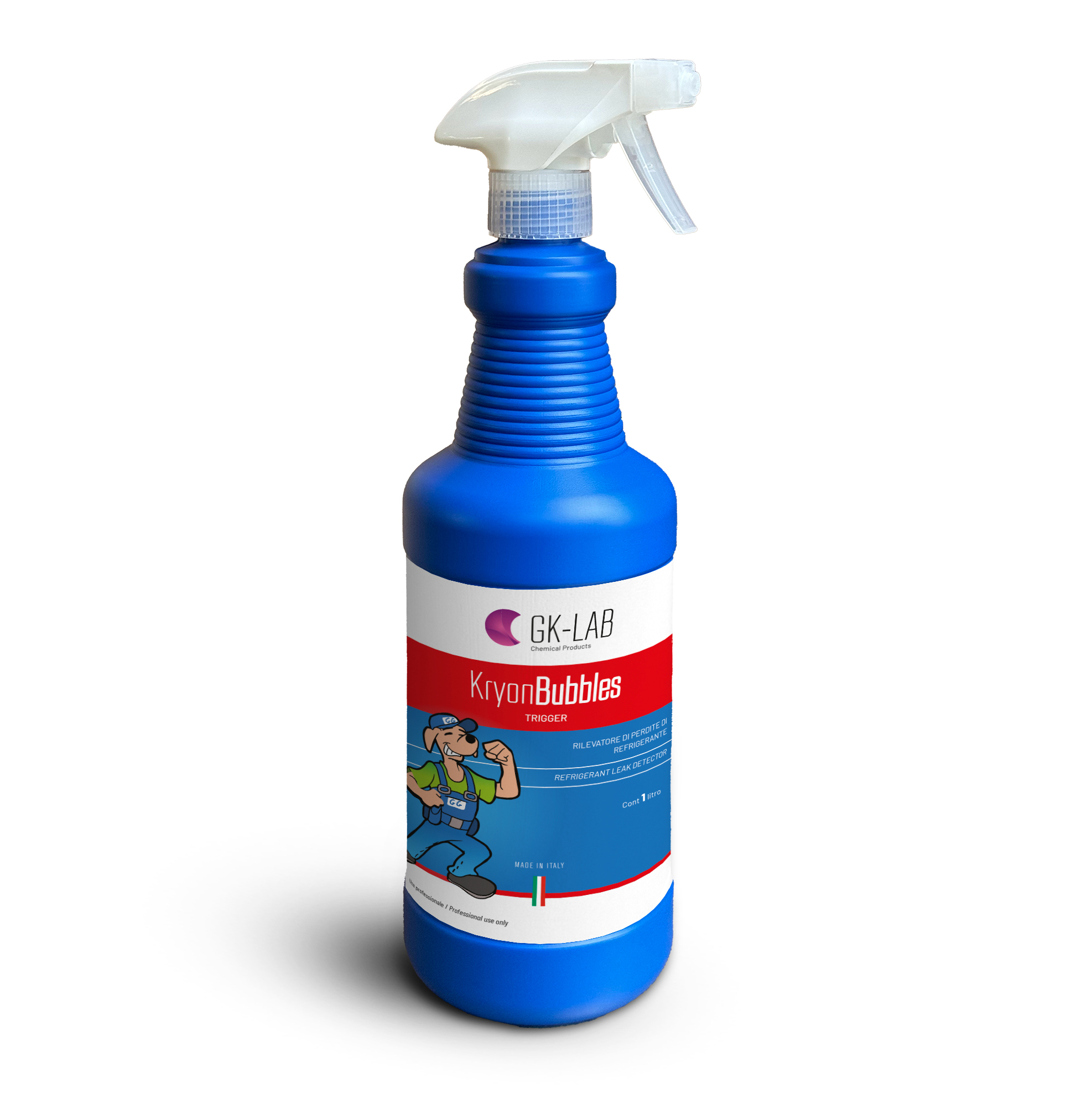 GK-Lab KryonBubbles cercafughe spray ad alte prestazioni - flacone pronto all'uso con erogatore, da 1 litro