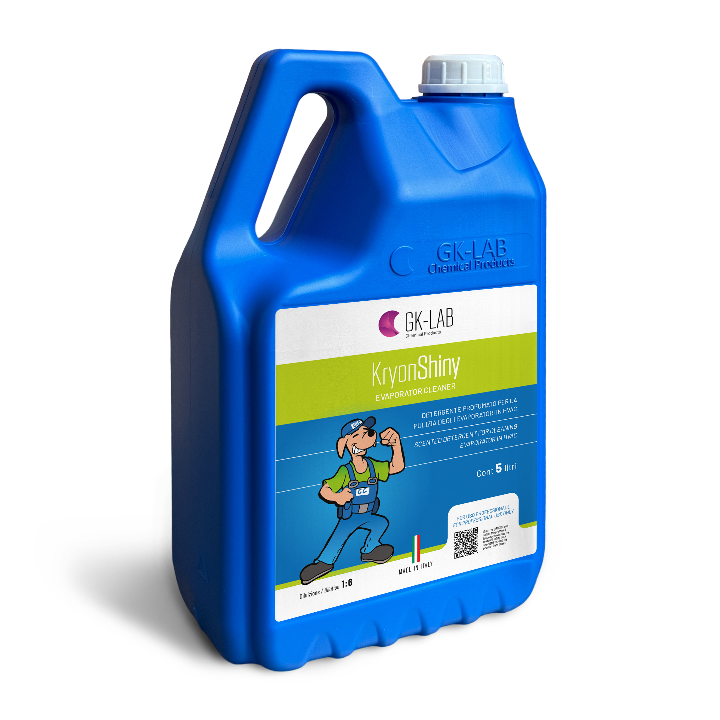 GK-Lab Pulitore Liquido per Evaporatori e Plastiche - Diluizione 1:5 Kryon Shiny - Tanica da 5 litri