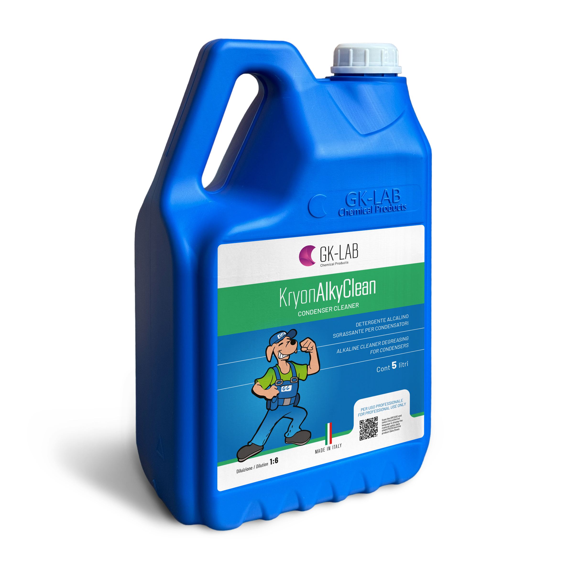 GK-Lab Pulitore Alcalino per Condensatori Kryon AlkyClean - Diluizione 1:6 - Tanica 5 litri