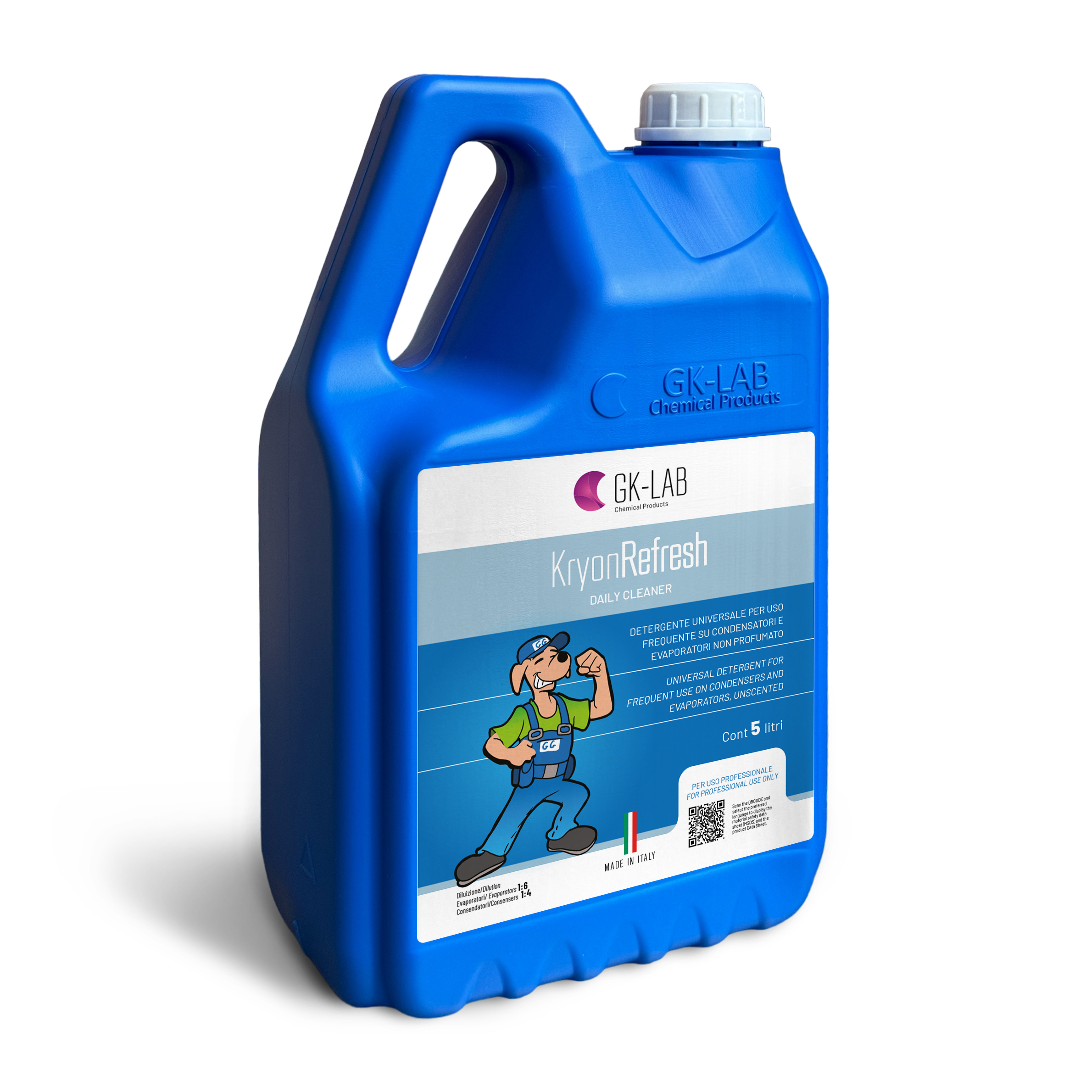 GK-Lab Pulitore Periodico per Condensatori ed Evaporatori Kryon Refresh - Tanica da 5 Litri