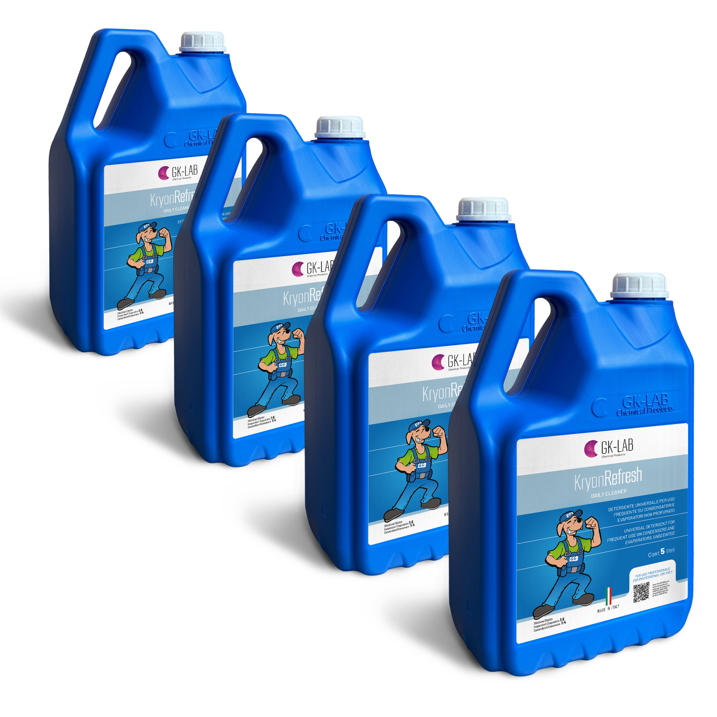 GK-Lab Pulitore Periodico per Condensatori ed Evaporatori Kryon Refresh - 4 Taniche da 5 Litri