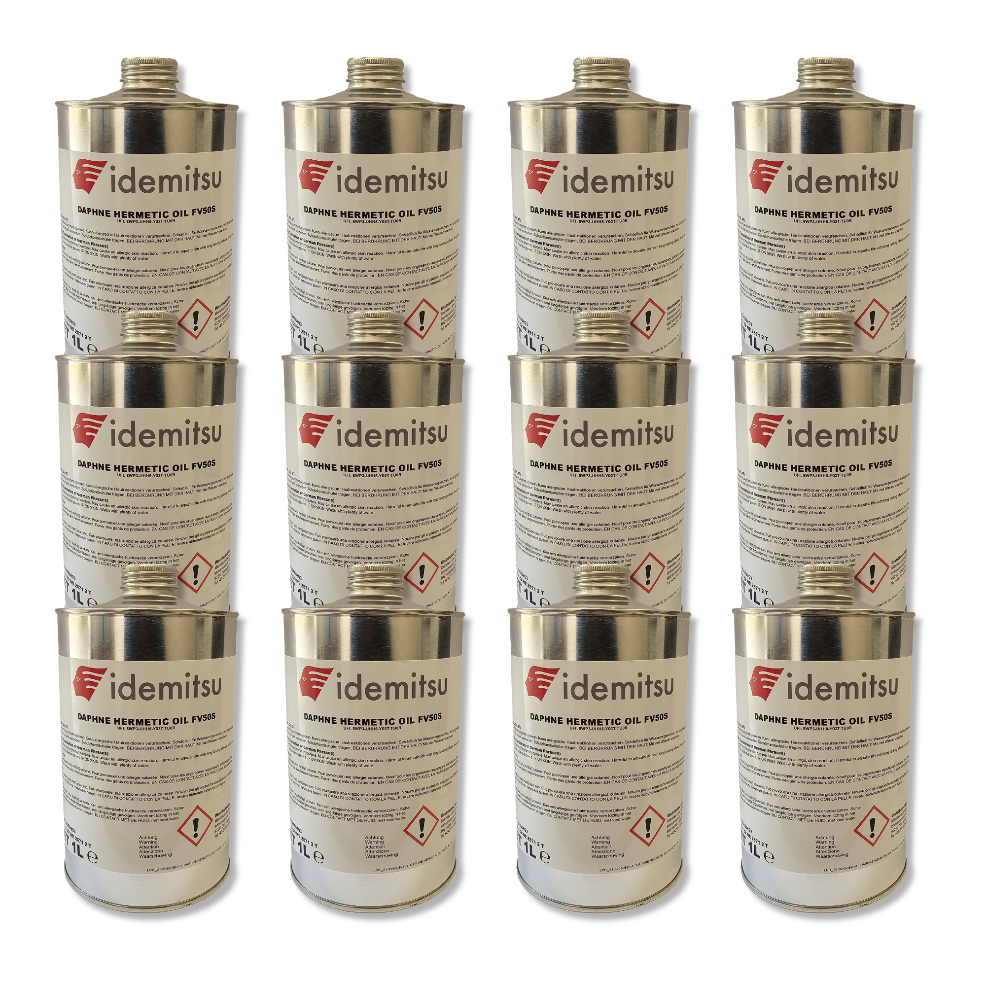 Lubrificante PVE Idemitsu - Daphne Hermetic Oil FV50S - n° 12 taniche in Metallo da 1 litro