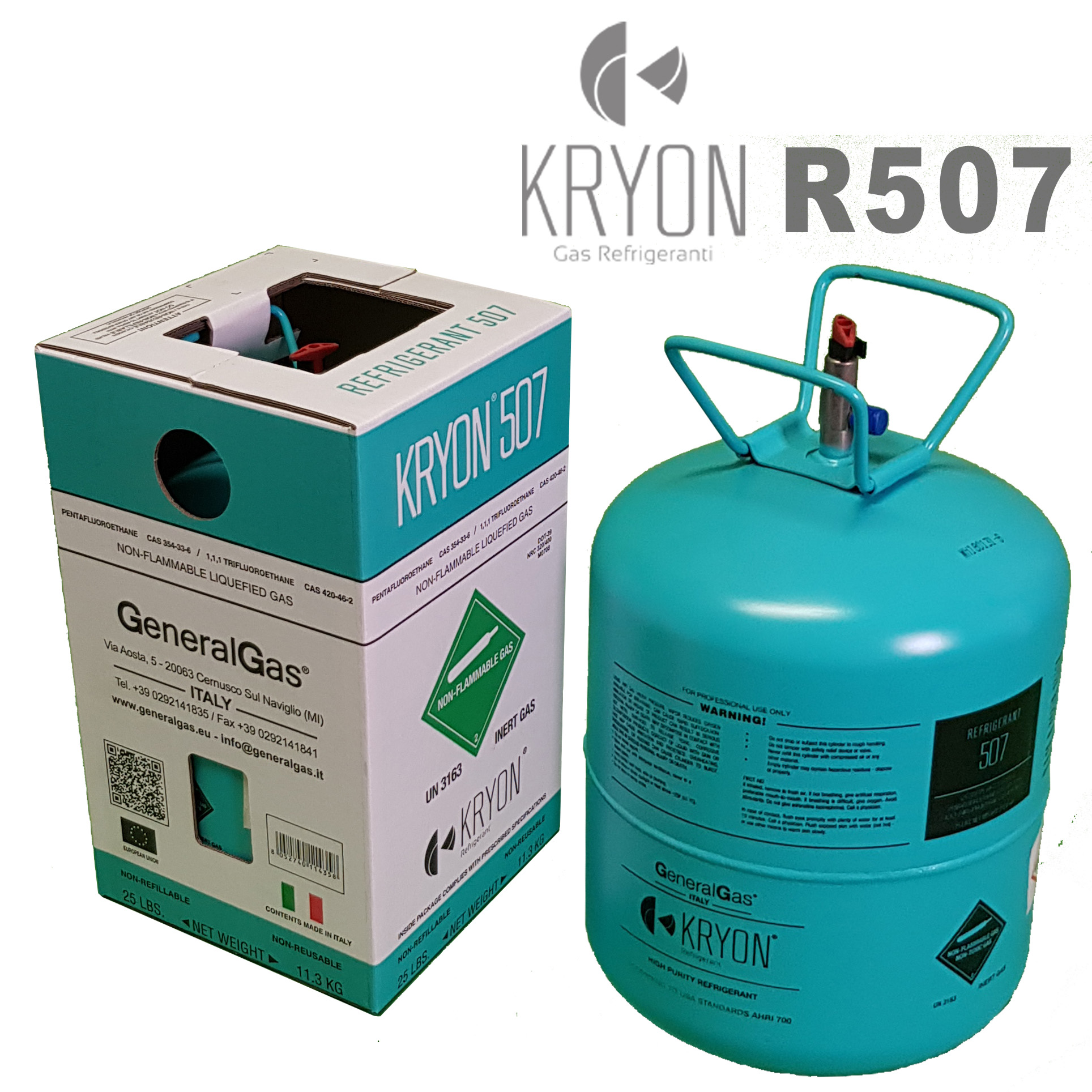 R507 Kryon® 507 in Bombola DOT39 non ricaricabile 13,77 Lt / 27 Bar - 11,3 Kg