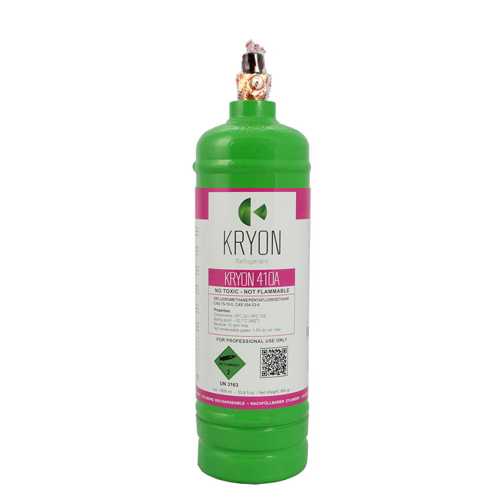 R410A Bombola KryoSmart - 1 Lt / 0,8 kg. - 48 Bar - acciaio al carbonio - valvola 5/16 SAE RH