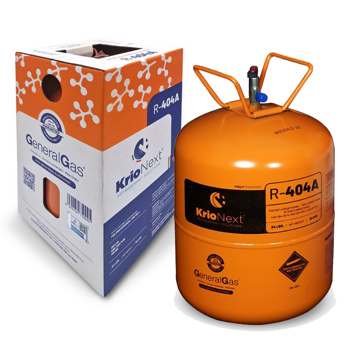 R404A KrioNext® 404A in Bombola DOT39 non ricaricabile - 13,77 Lt/27 Bar - 10,9 Kg - Qualità AHRI700-2019 USA standard