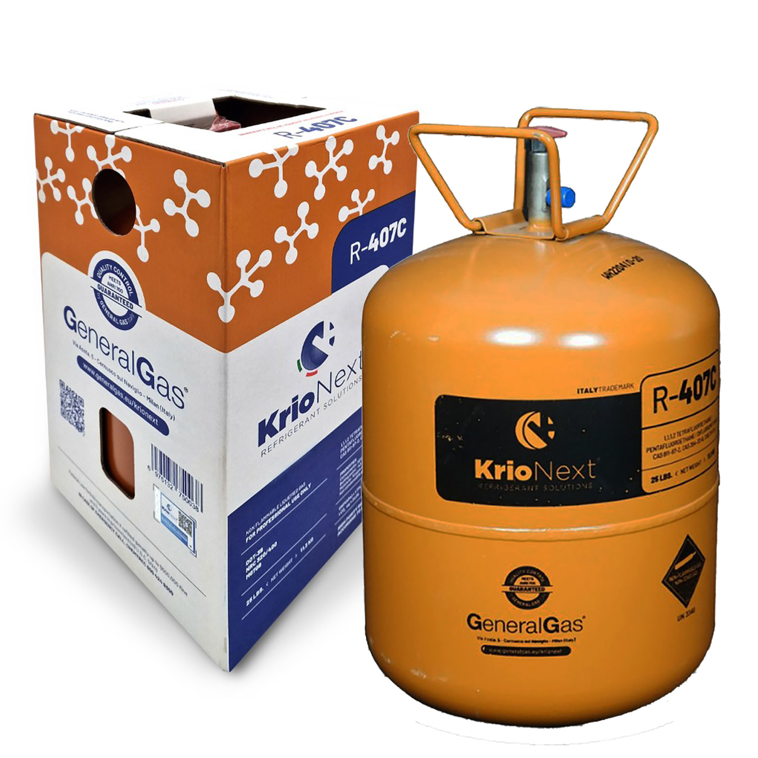 R407C KrioNext® 407C in Bombola DOT39 non ricaricabile - 13,77 Lt / 27 Bar - 11,3 Kg - Qualità AHRI700-2019 USA standard