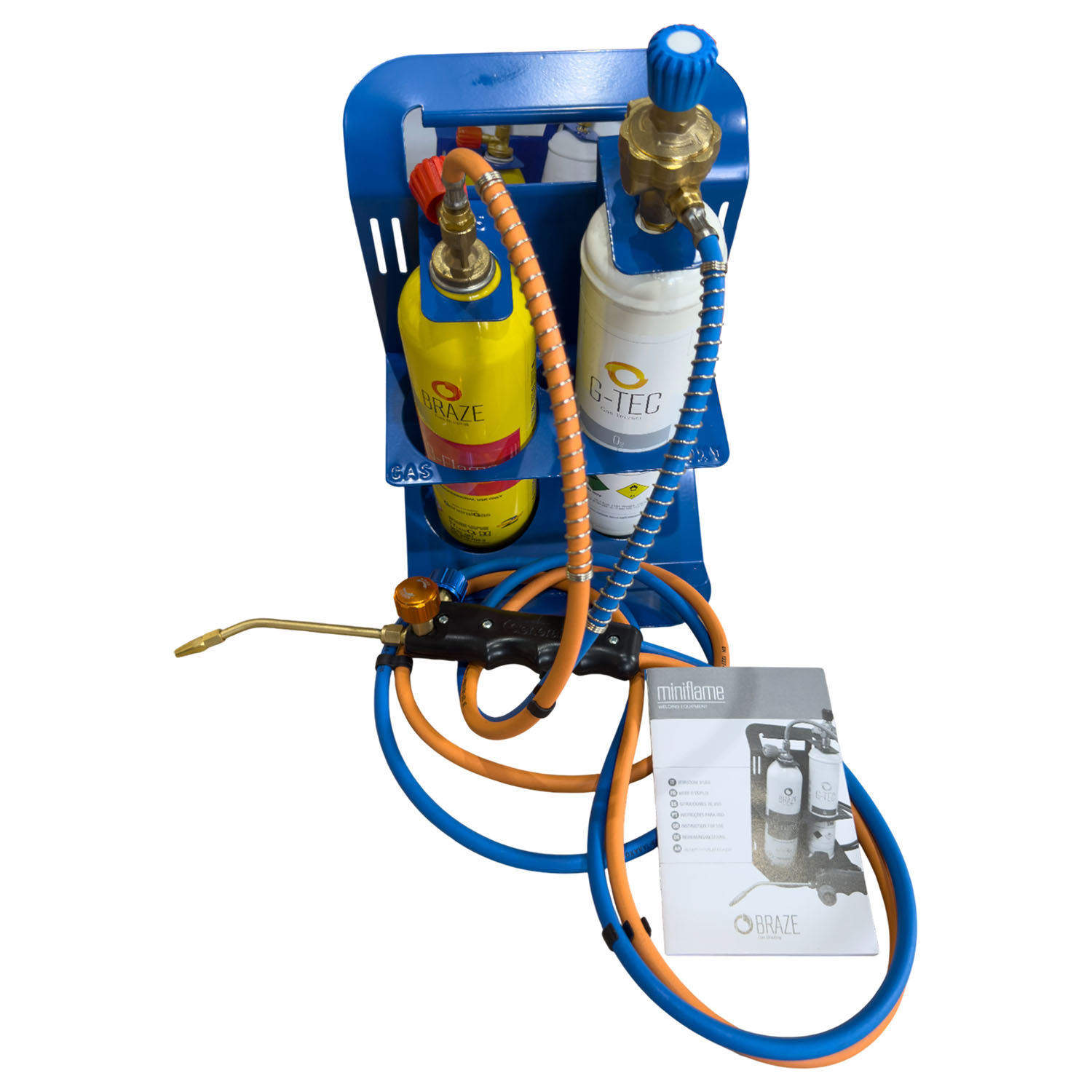 MINIFLAME - Kit di saldobrasatura con riduttori - bombola ossigeno + B-Flame (temperatura fiamma fino a 2.900 °C)